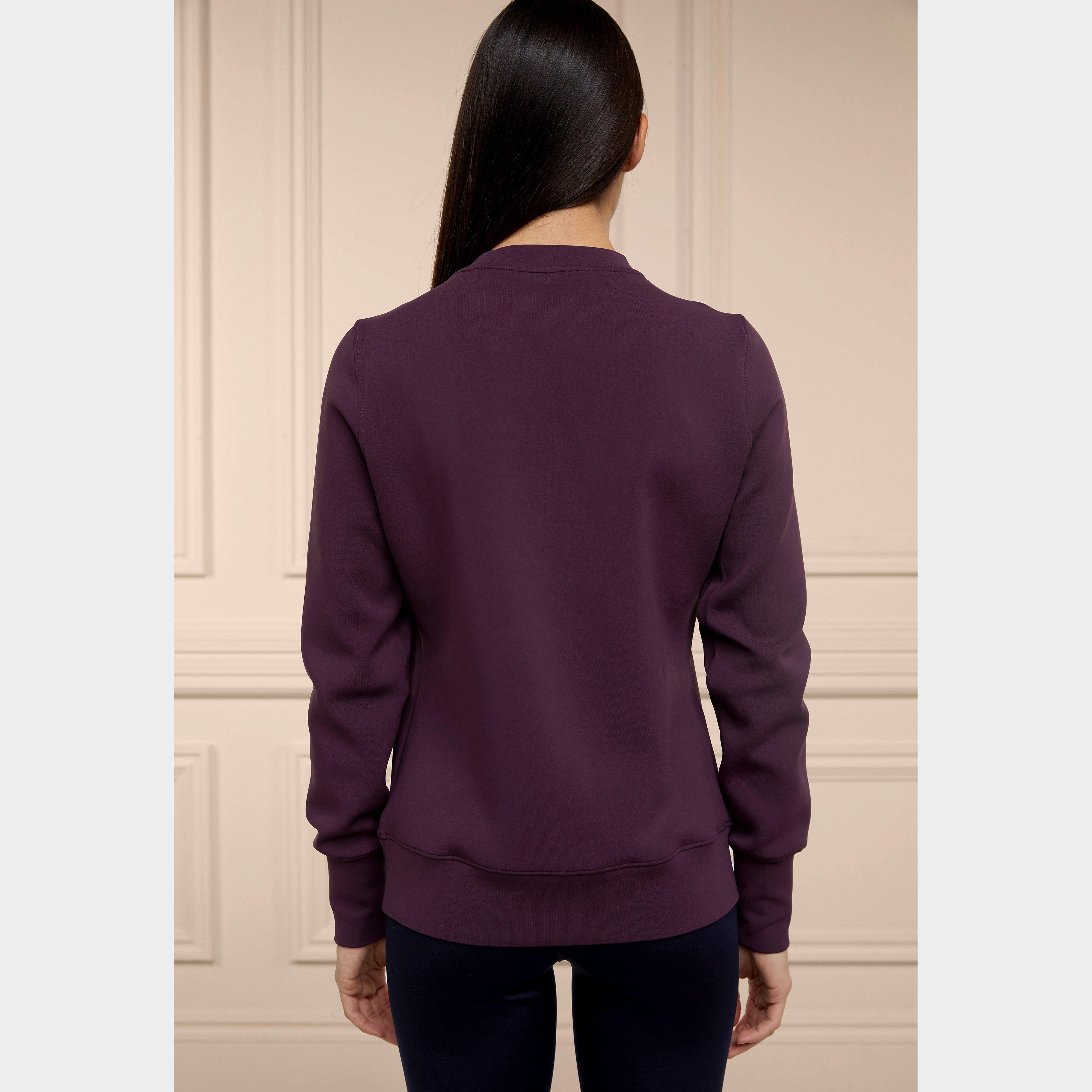 Womens Crystal Crew Neck Sweater Aubergine