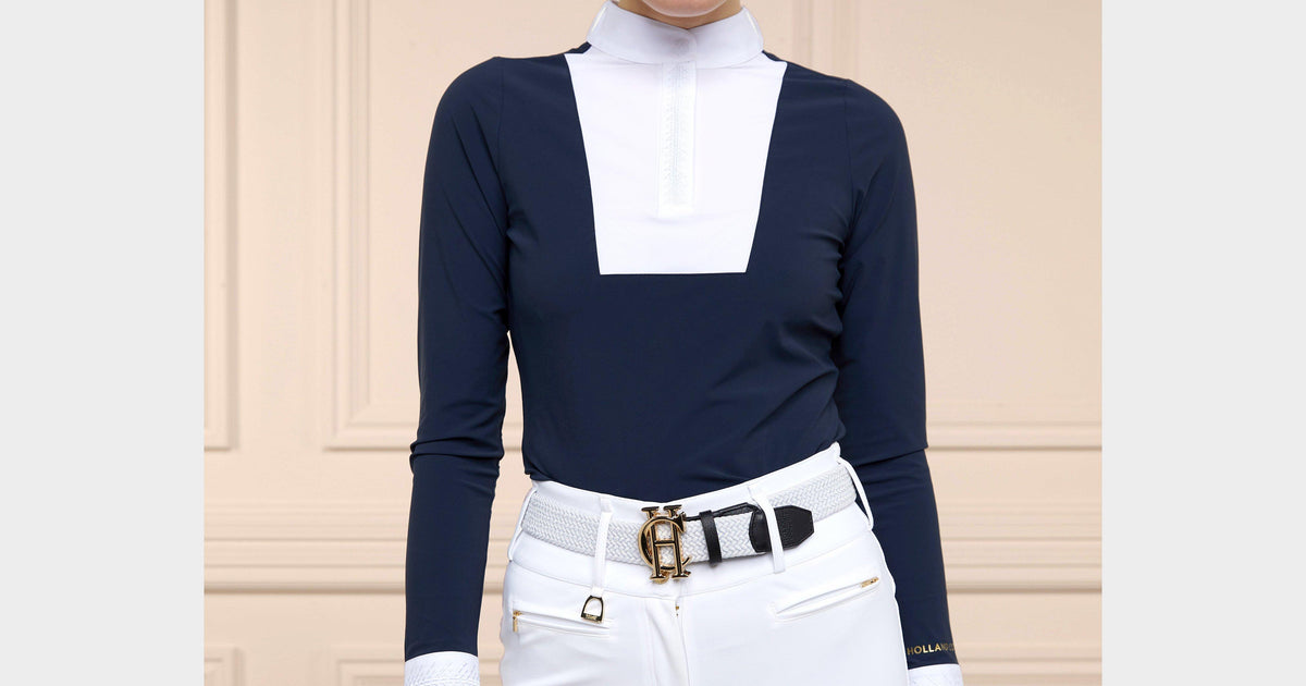Chemise Holland Cooper Grande Taille Bleu Marine - Style équitation, Manches Courtes, 1/4 Zip, Occasion
