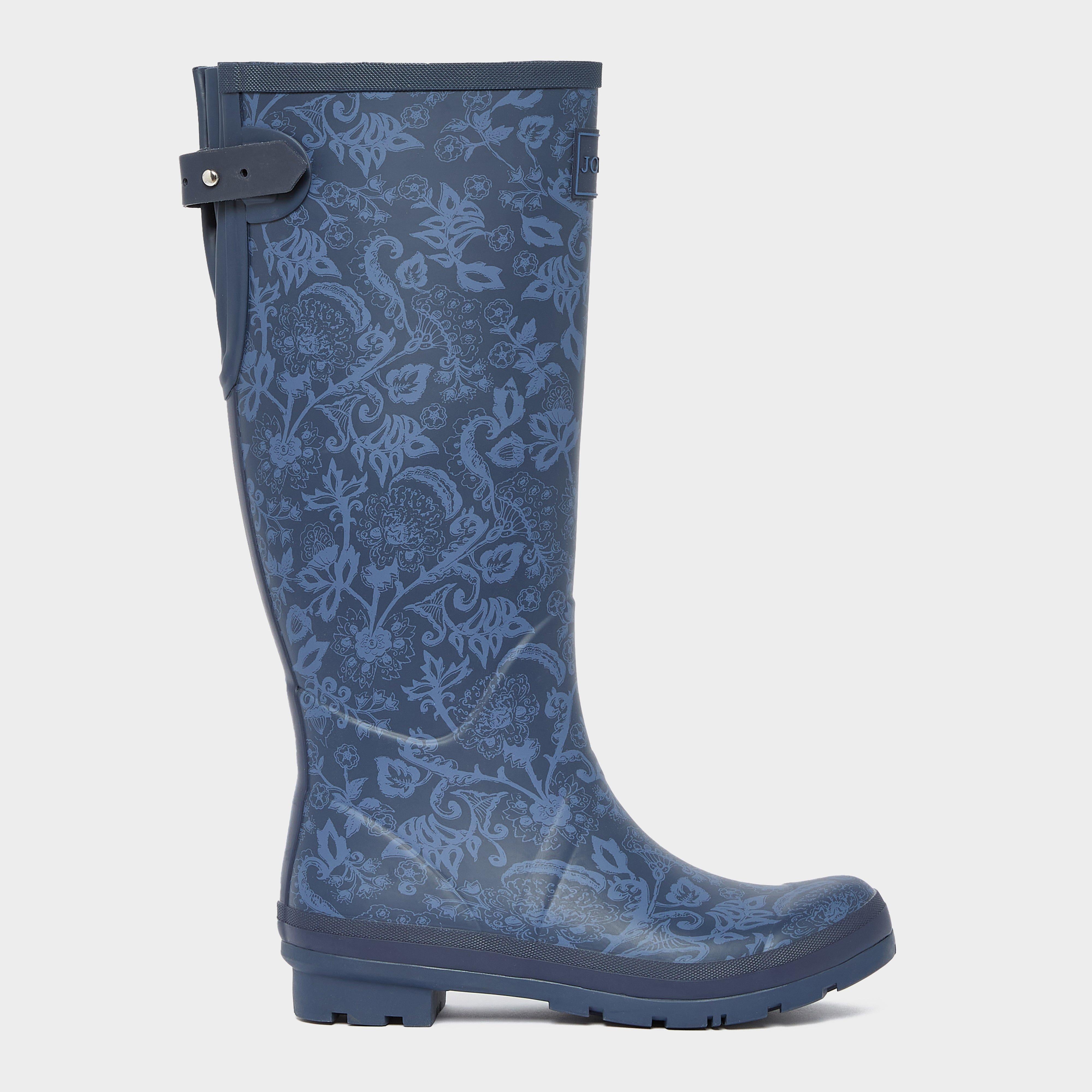 Womens Printed Adjustable Tall Wellies Navy