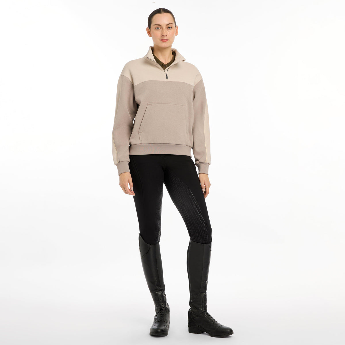 Womens Kali Quarter Zip Sweat Ash/Stone
