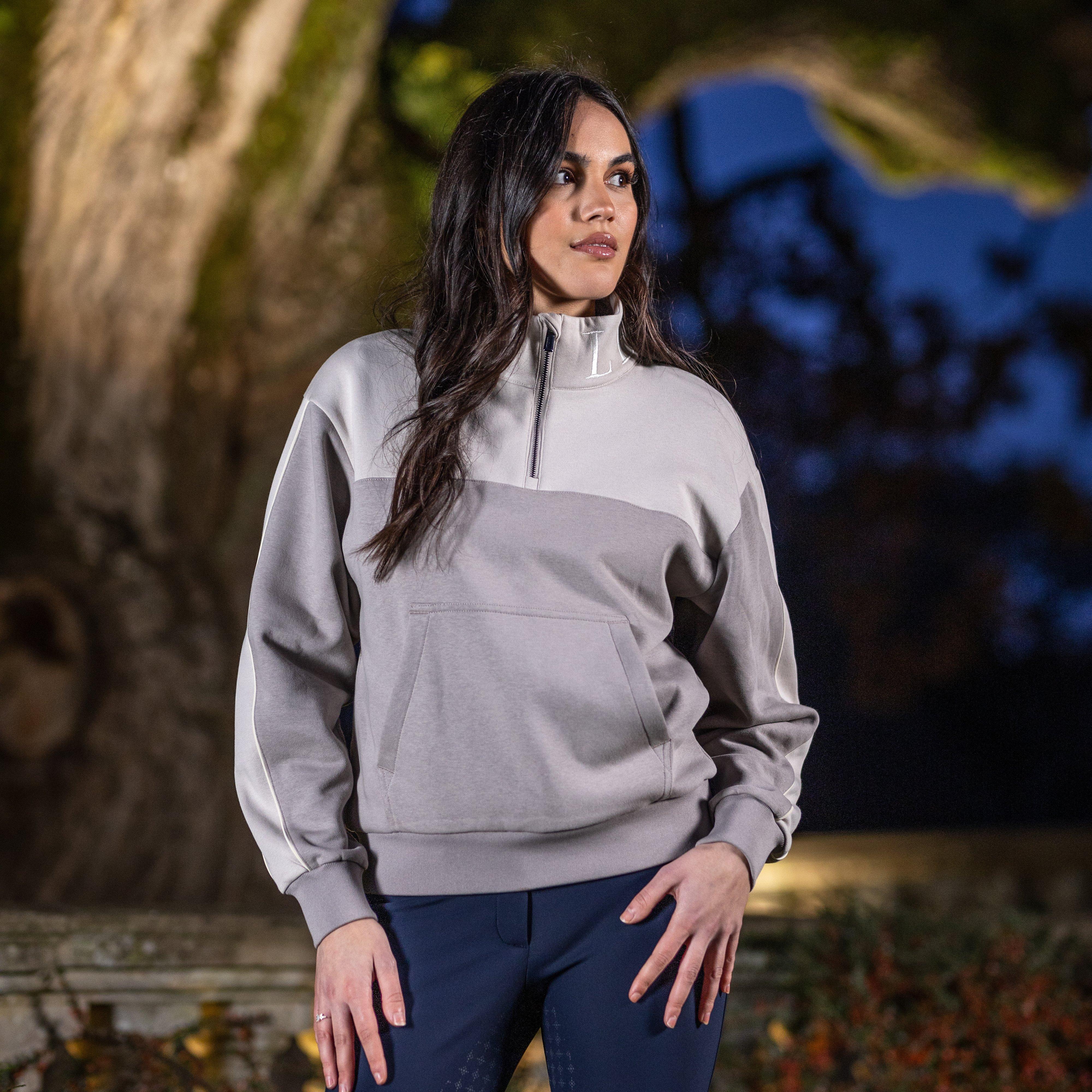 Womens Kali Quarter Zip Sweat Ash/Stone