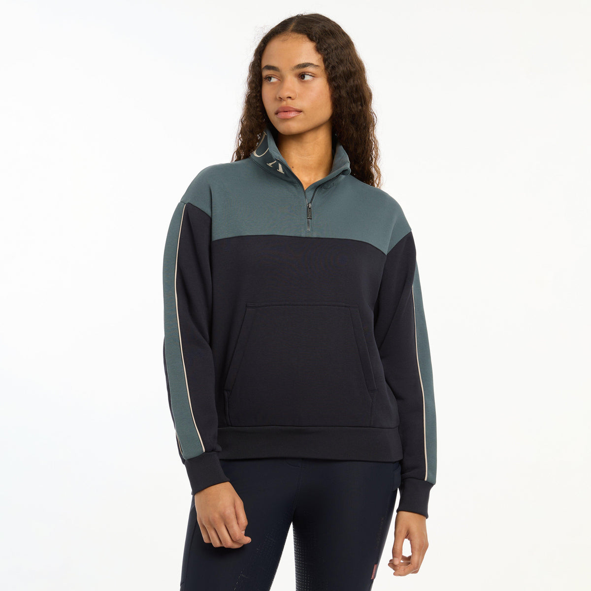 Womens Kali Quarter Zip Sweat Navy/Petrol