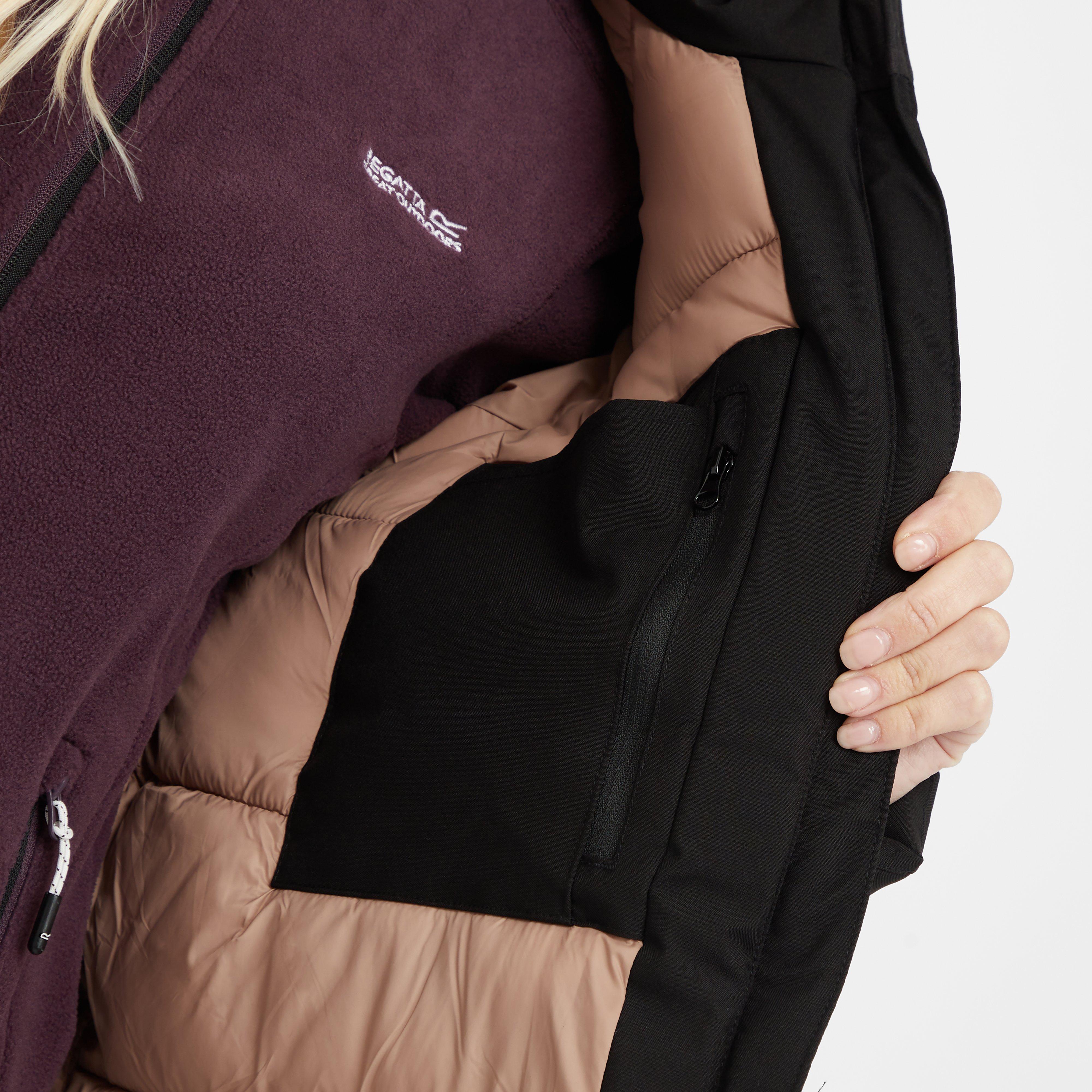 Womens Reeah Waterproof Insulated Jacket Black Warm Taupe