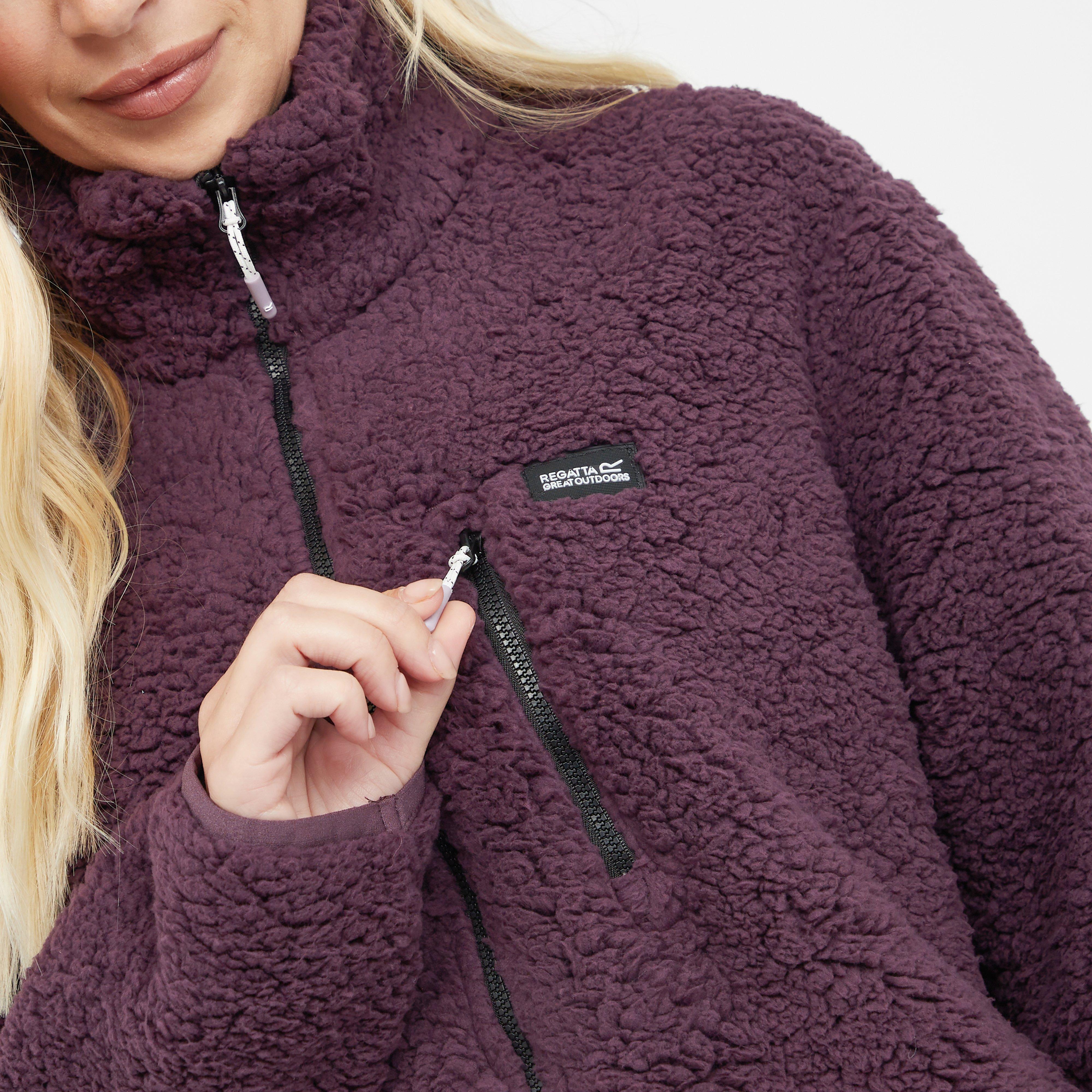 Womens Ria Fluffy Full Zip Fleece Deep Plum