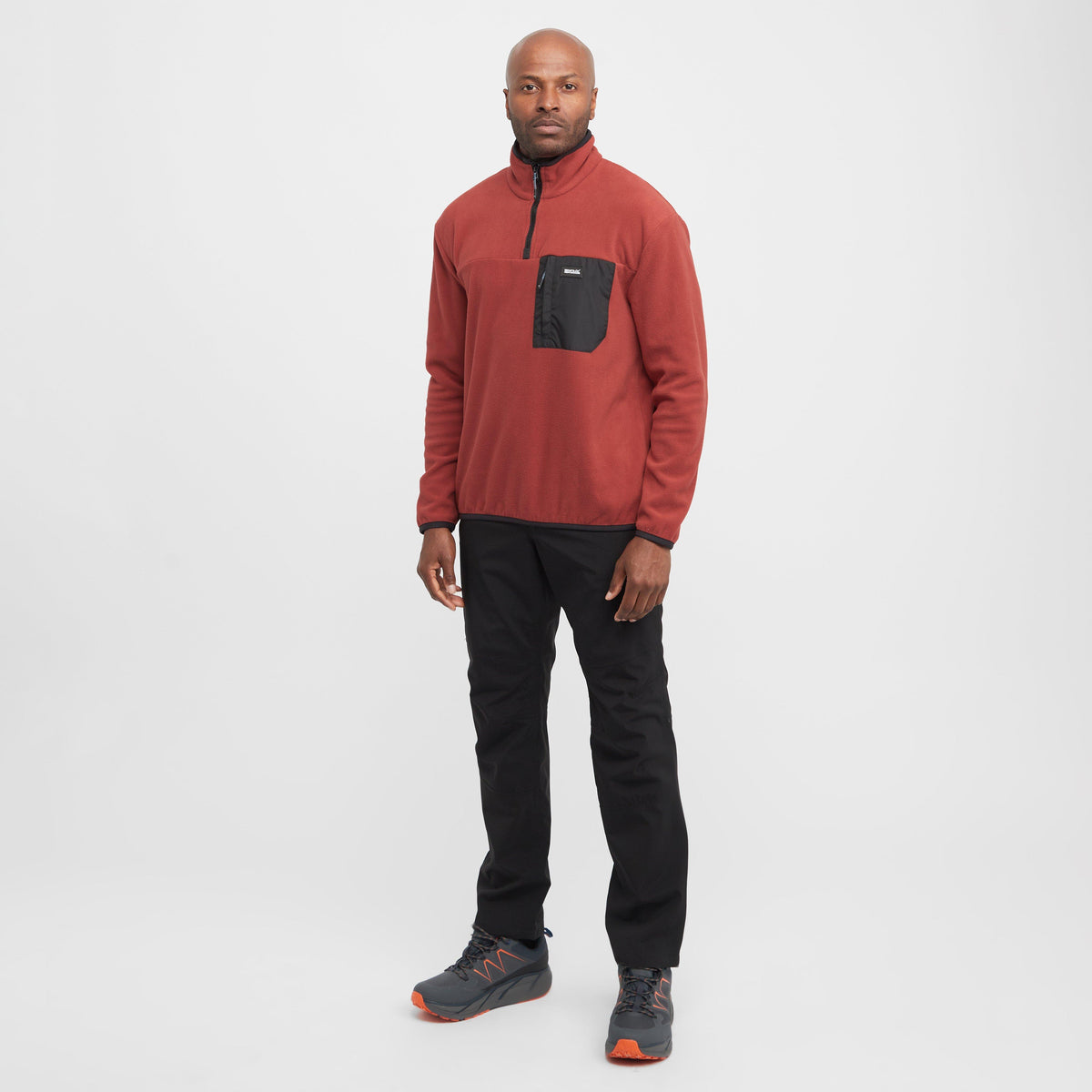 Mens Frankie Half Zip Fleece Red Ochre