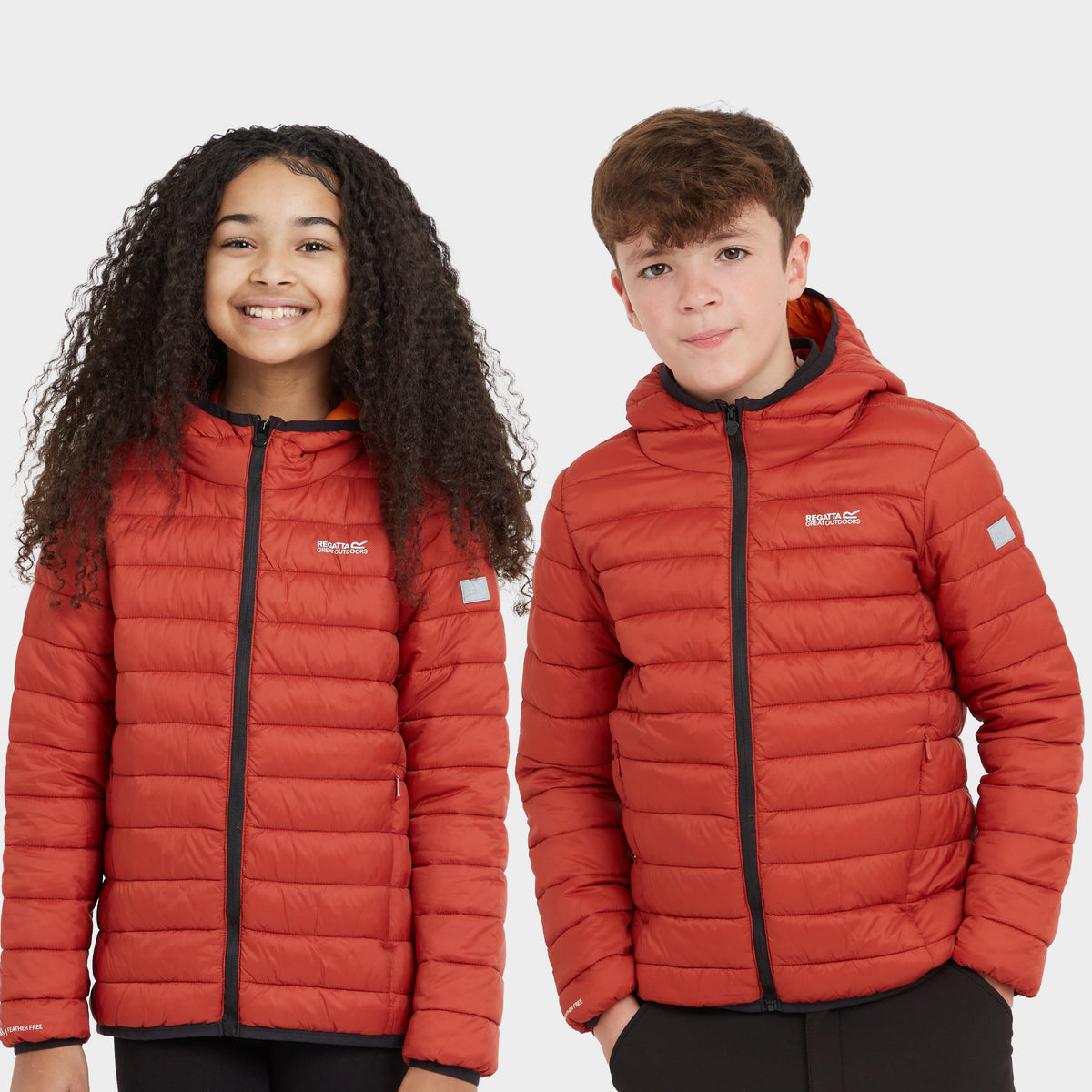 Kids Hooded Marizion Baffled Jacket Red Ochre Fox