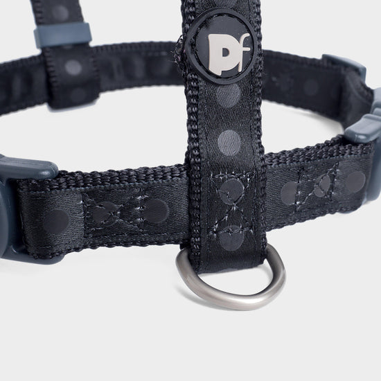 Tonal Dots Dog Harness Black L
