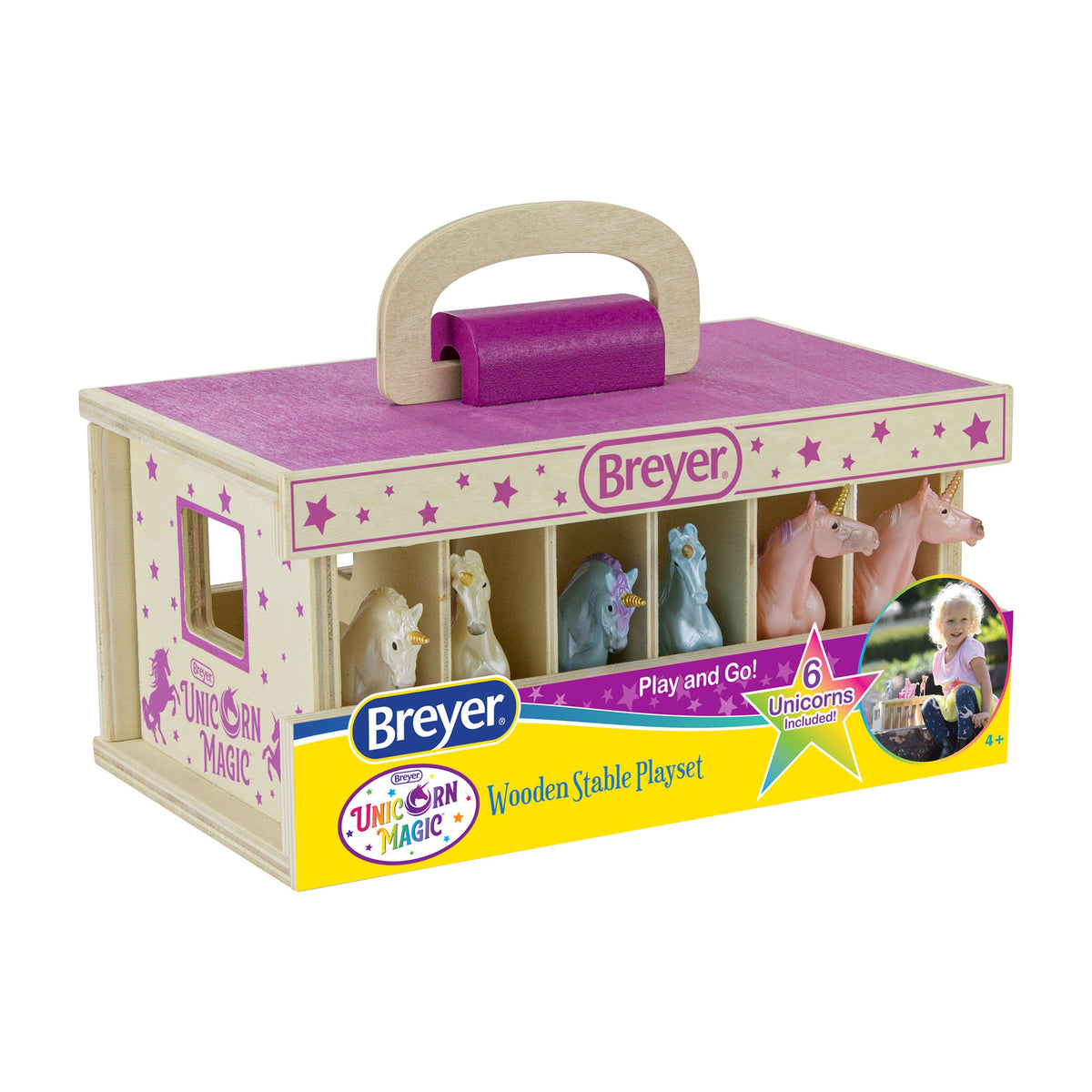 Unicorn Magic Wood Carry Stable With 6 Unicorns