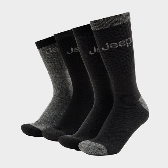 Mens Performance Boot Socks 4 Pack Black