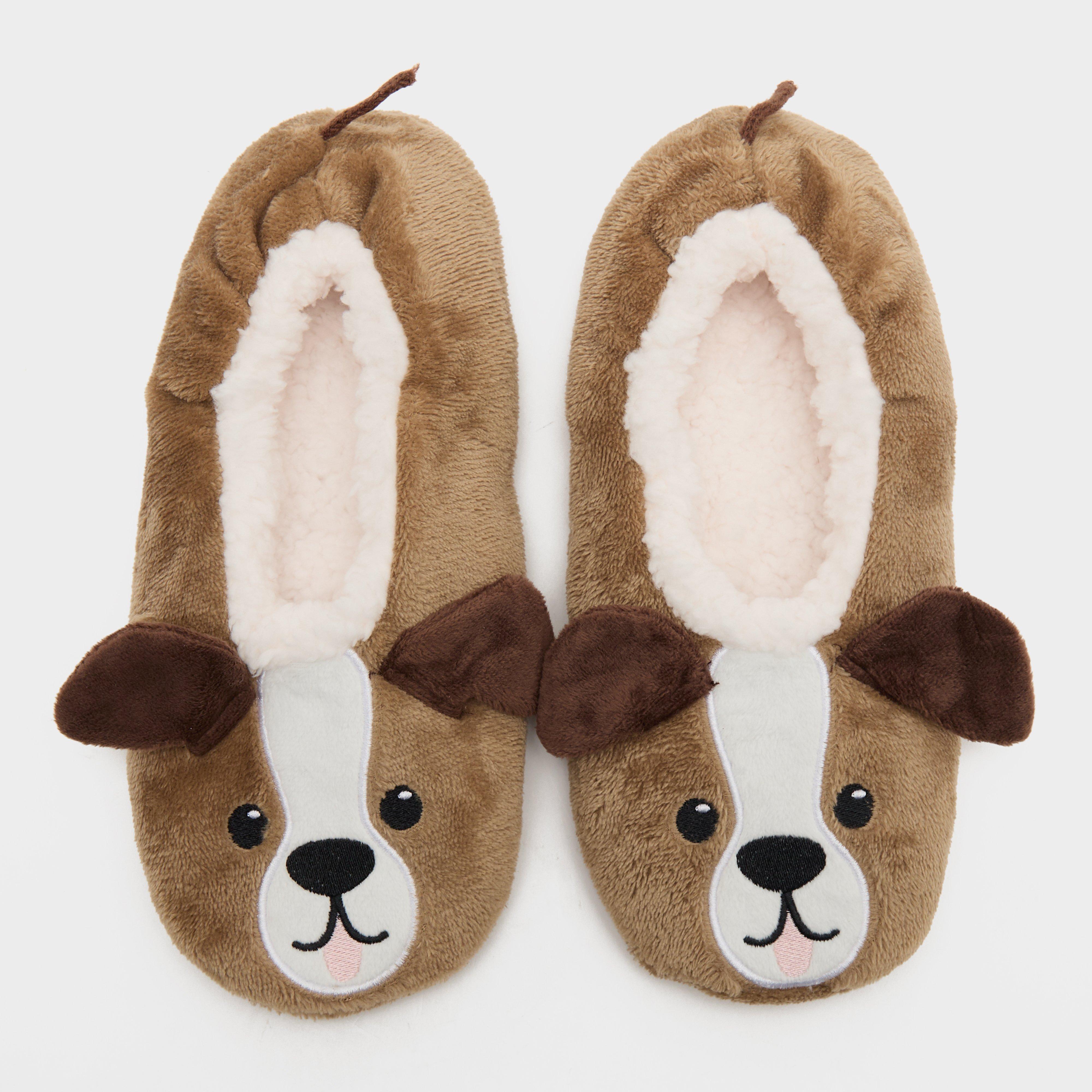 Kids Wild Feet Fluffy Footsie Slippers Dog