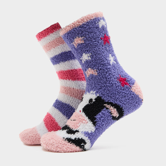 Womens Lounge Socks 2 Pack Cow