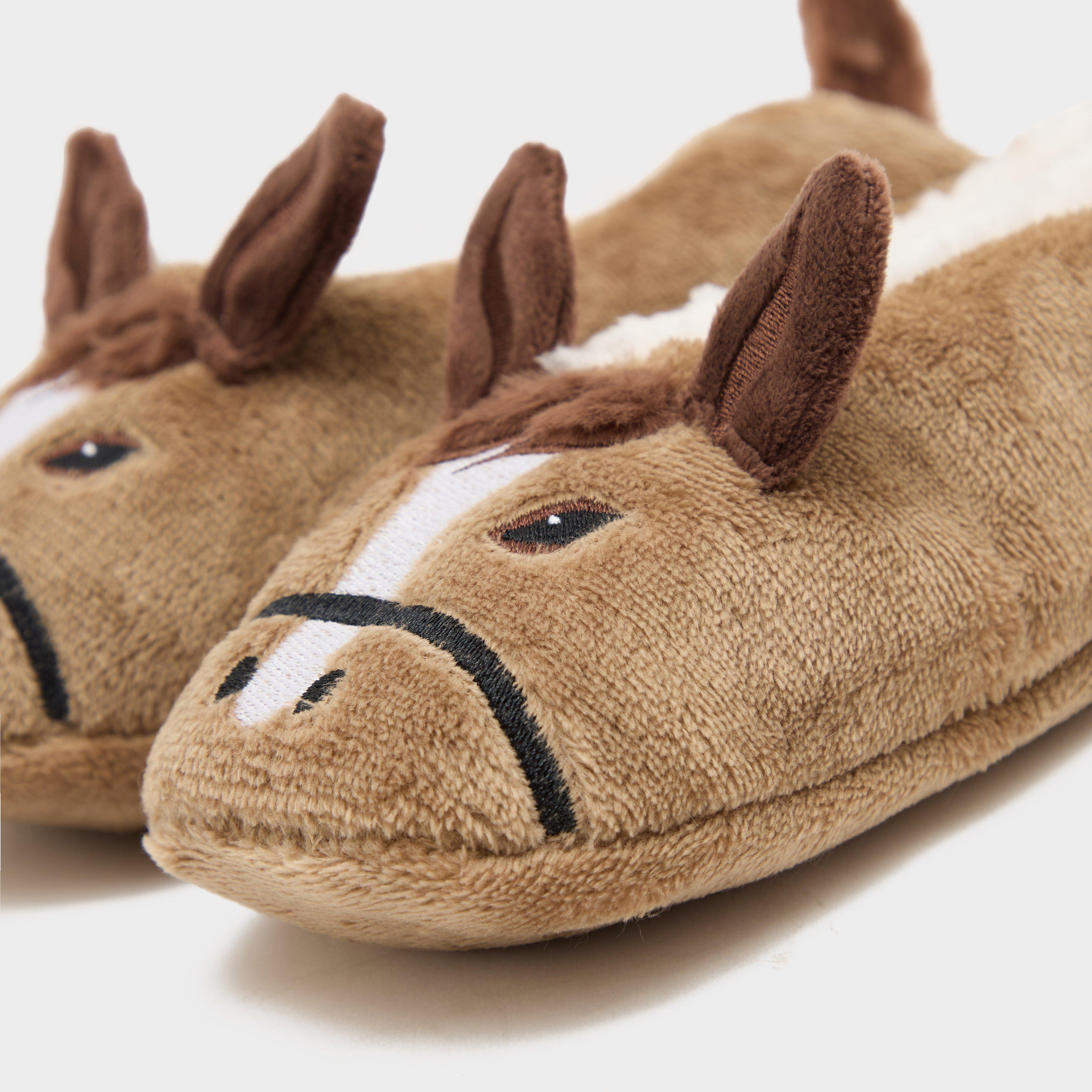 Womens Wild Feet Fluffy Footsie Slippers Horse