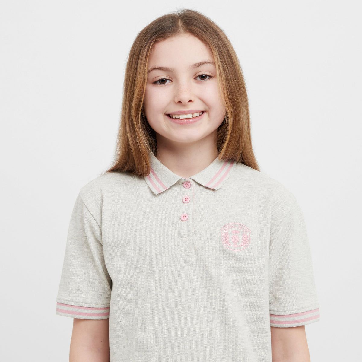 Kids Ffion Short Sleeved Polo Shirt Grey Marl