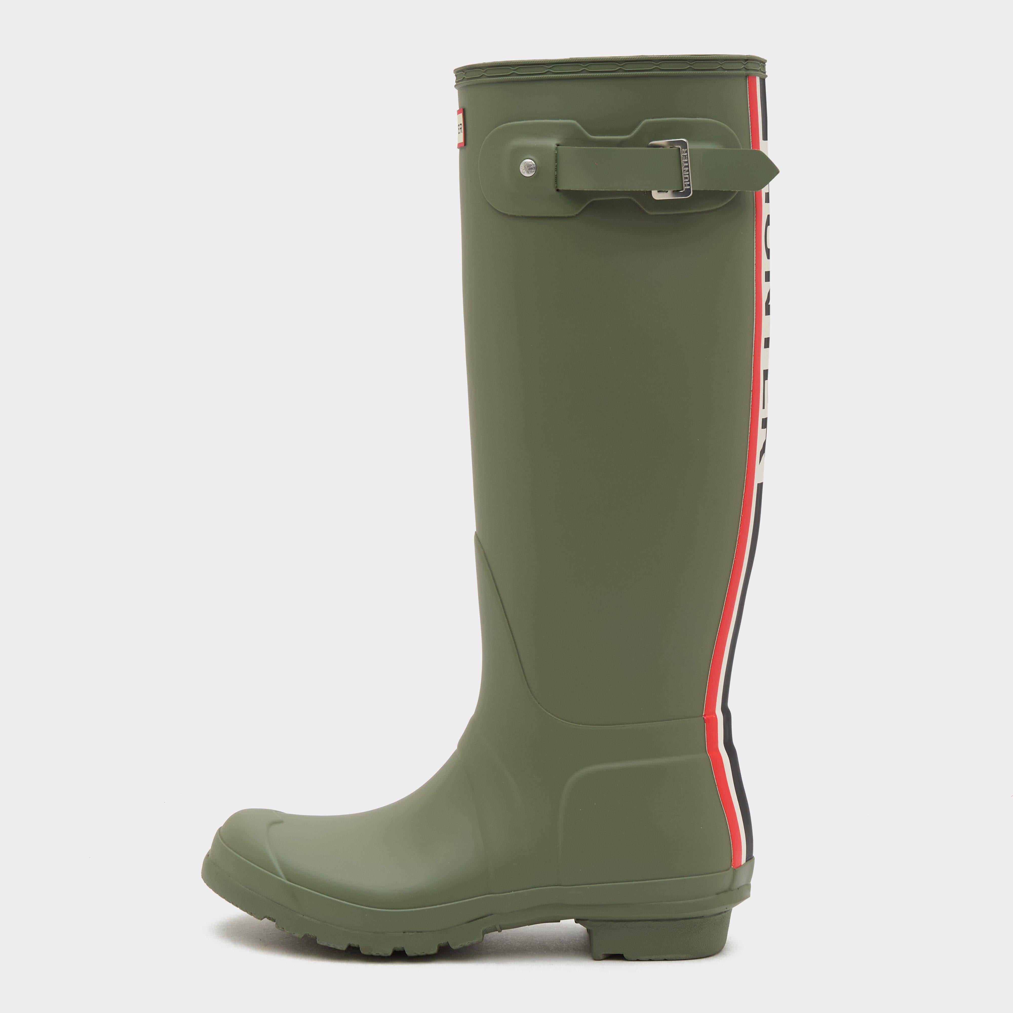 Womens Original Tall Tri Colour Logo Backstrap Boots Green