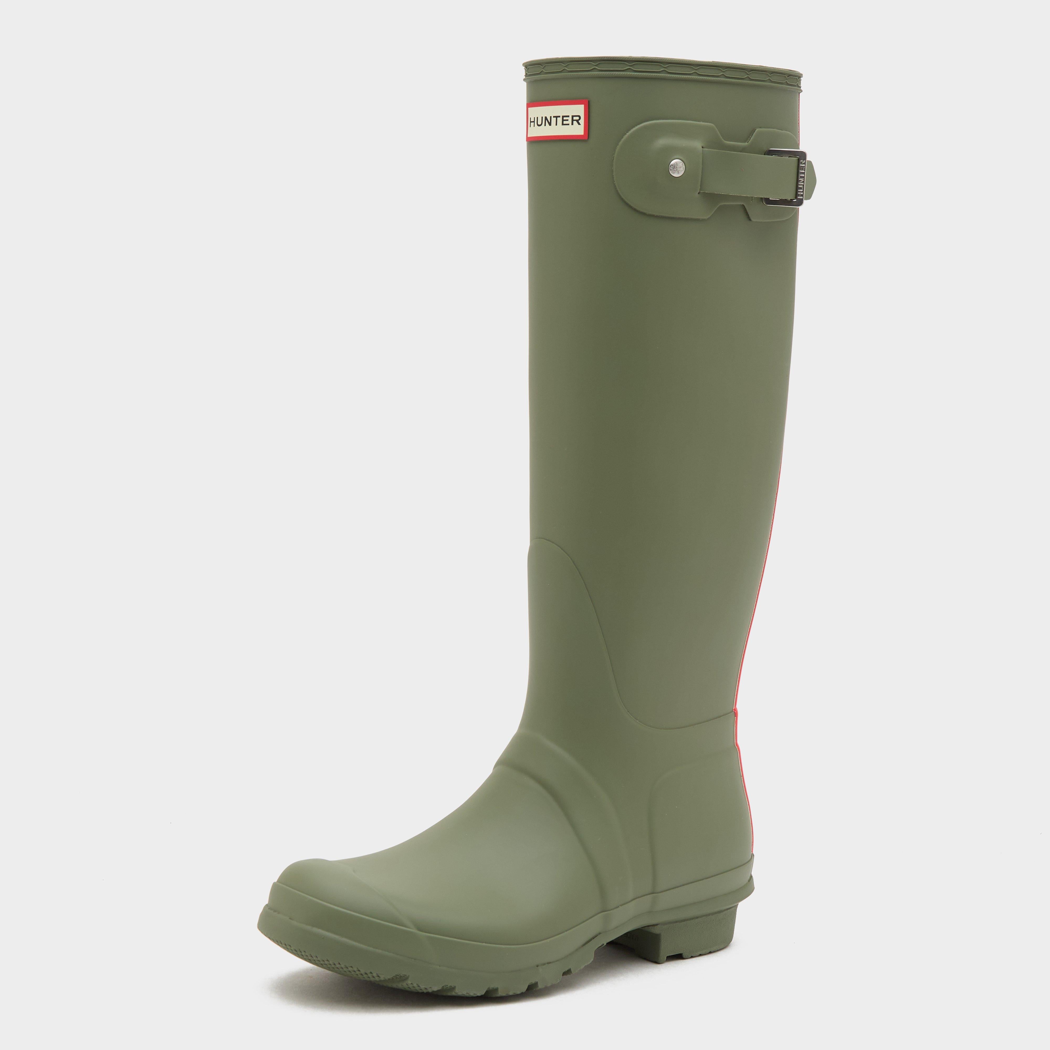 Womens Original Tall Tri Colour Logo Backstrap Boots Green