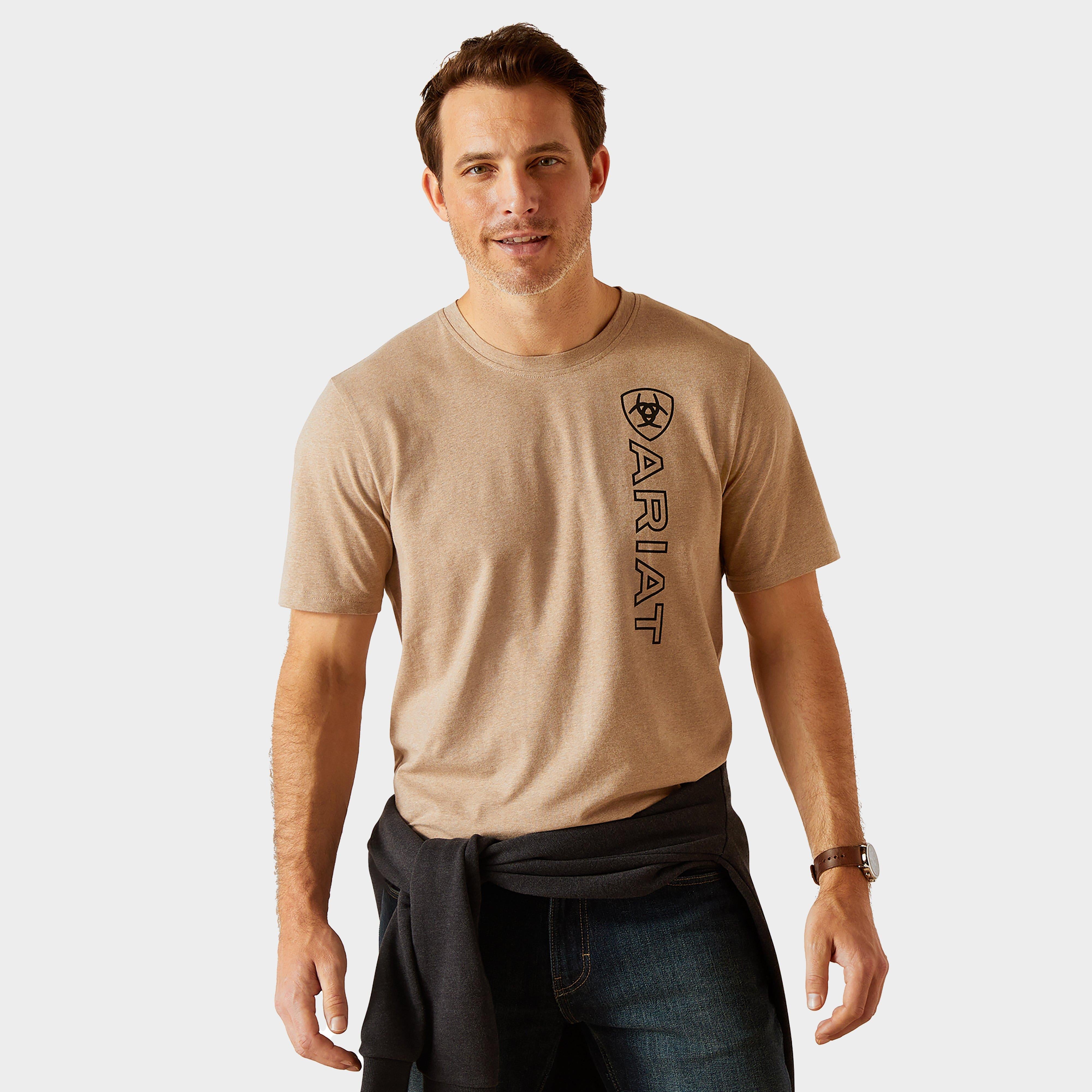 Mens Vertical Logo Short Sleeved Top Oatmeal