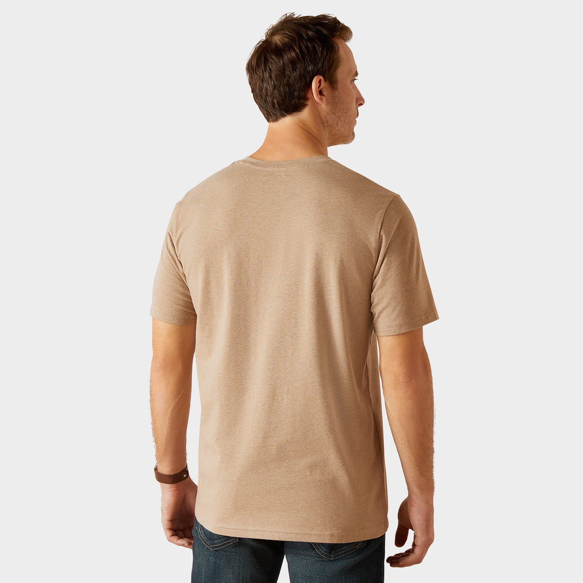 Mens Vertical Logo Short Sleeved Top Oatmeal