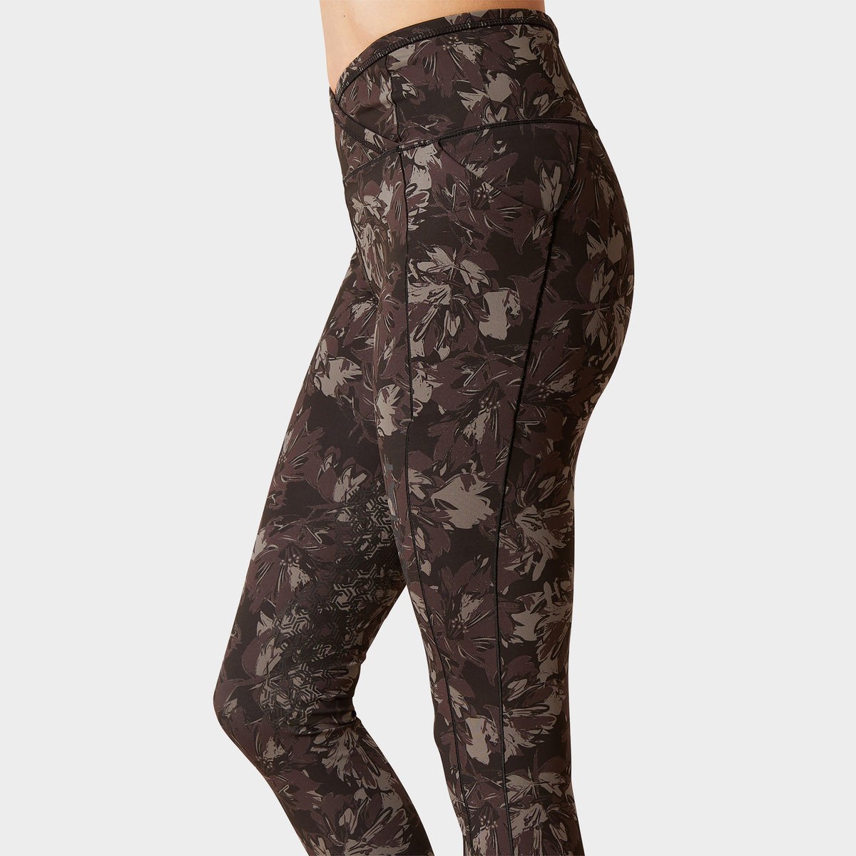 Womens Eos Etch Half Grip Tights Exploded Black Floral