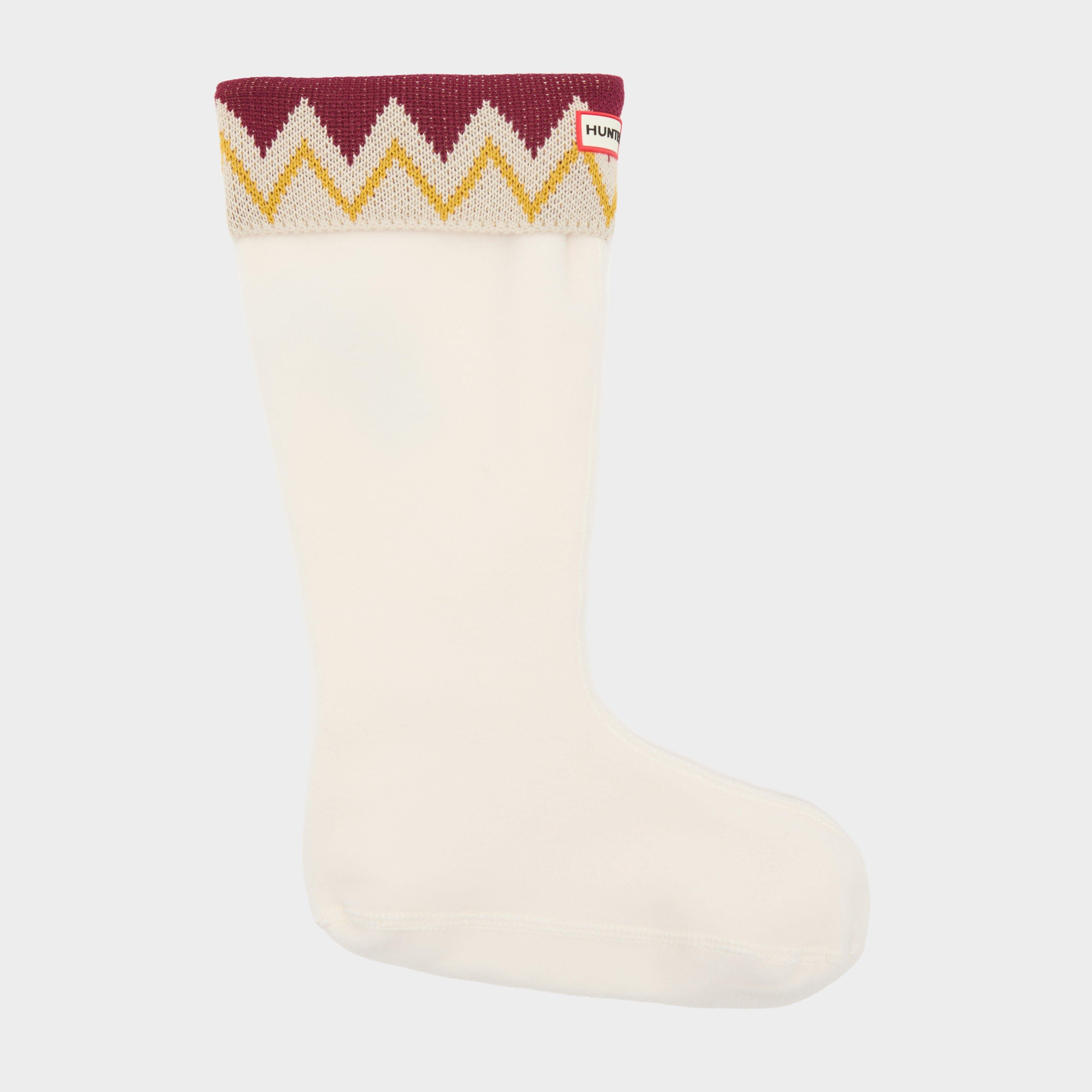 Zig Zag Tall Welly Socks White