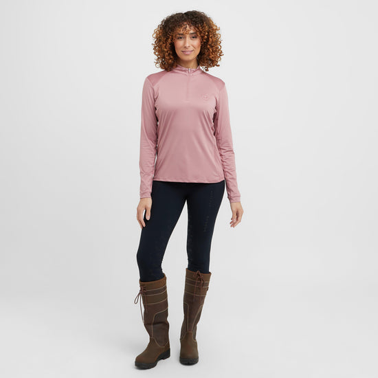 Womens Breathable Long Sleeved Riding Top Dusty Rose
