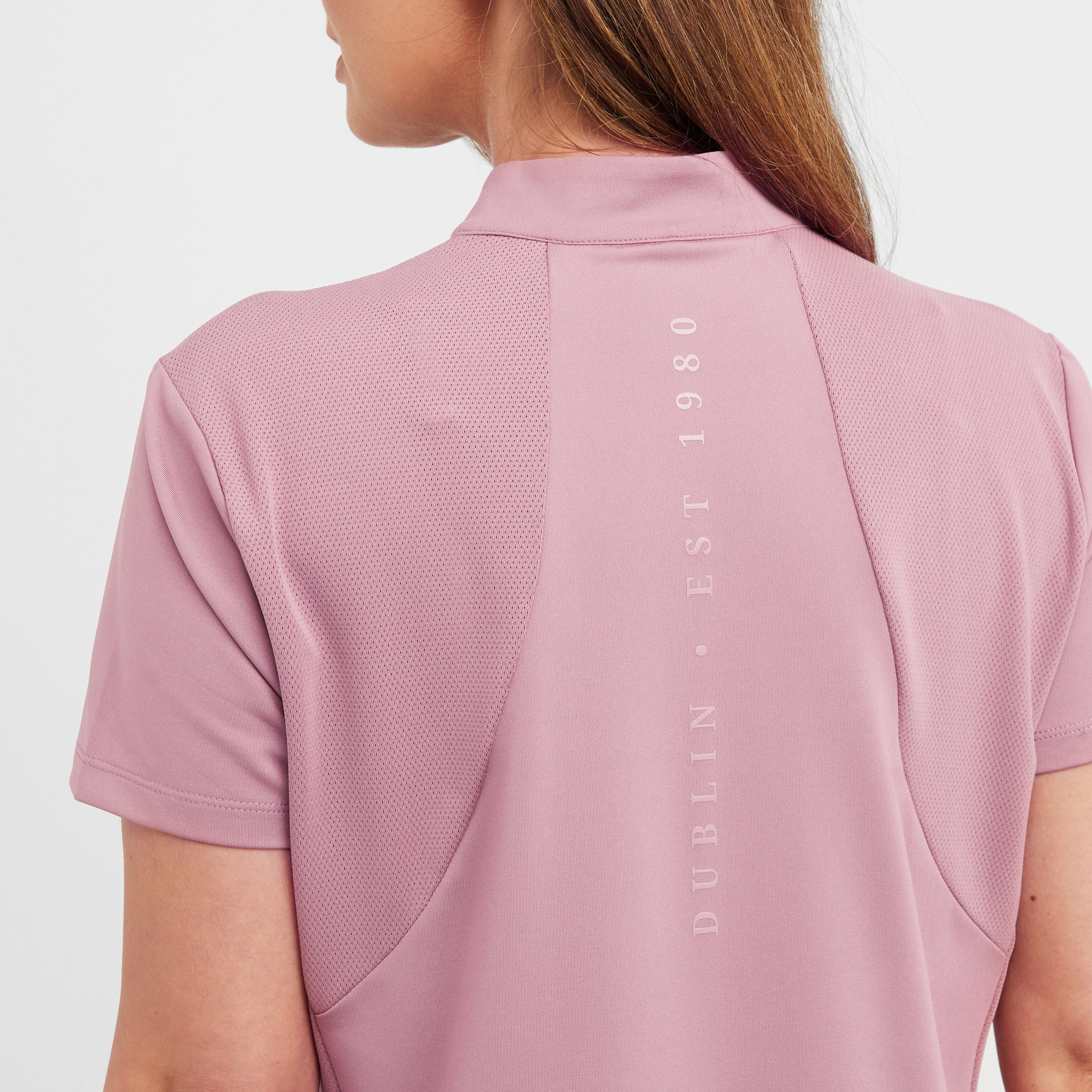 Womens 1/4 Zip Breathable Short Sleeved Riding Top Dusty Rose