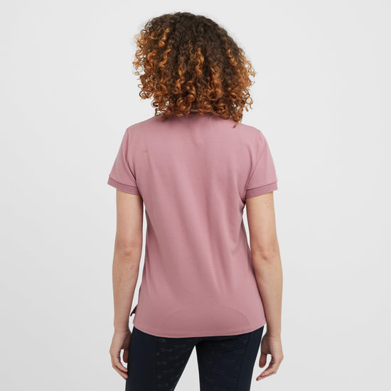 Womens Cotton Pique Short Sleeved Polo Dusty Rose