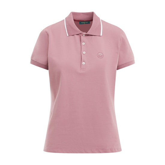 Womens Cotton Pique Short Sleeved Polo Dusty Rose