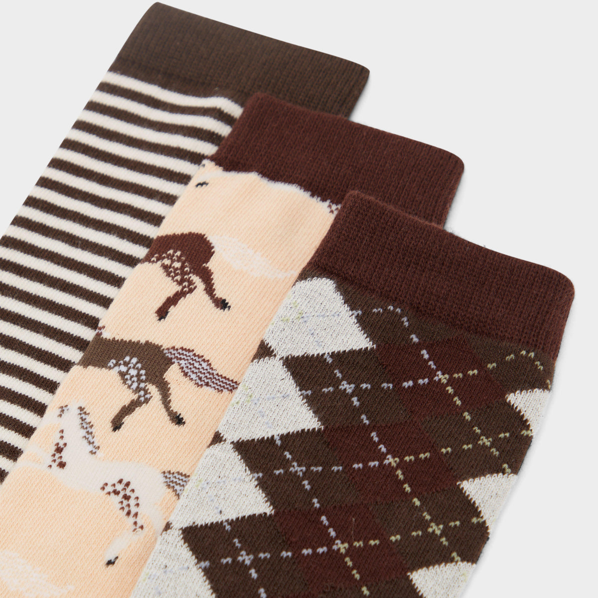 3 Pack Socks Olive Neutrals