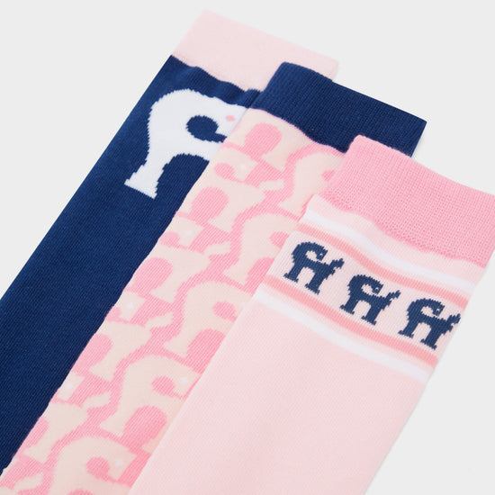 3 Pack Socks True Navy/Pink Tulle Pony