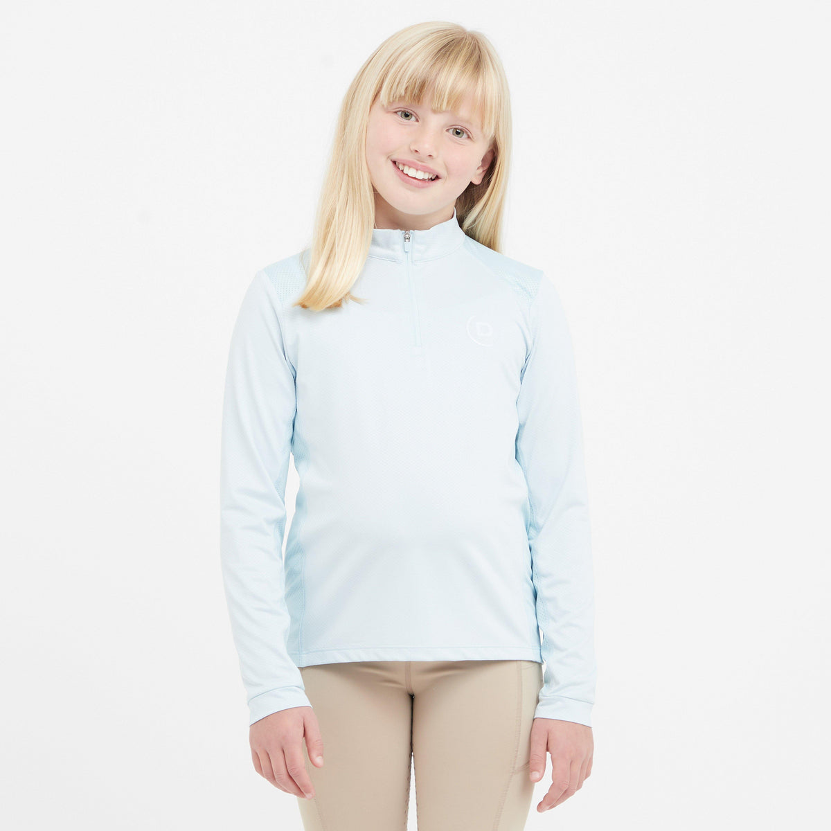 Kids Breathable Long Sleeved Riding Top Sky Blue