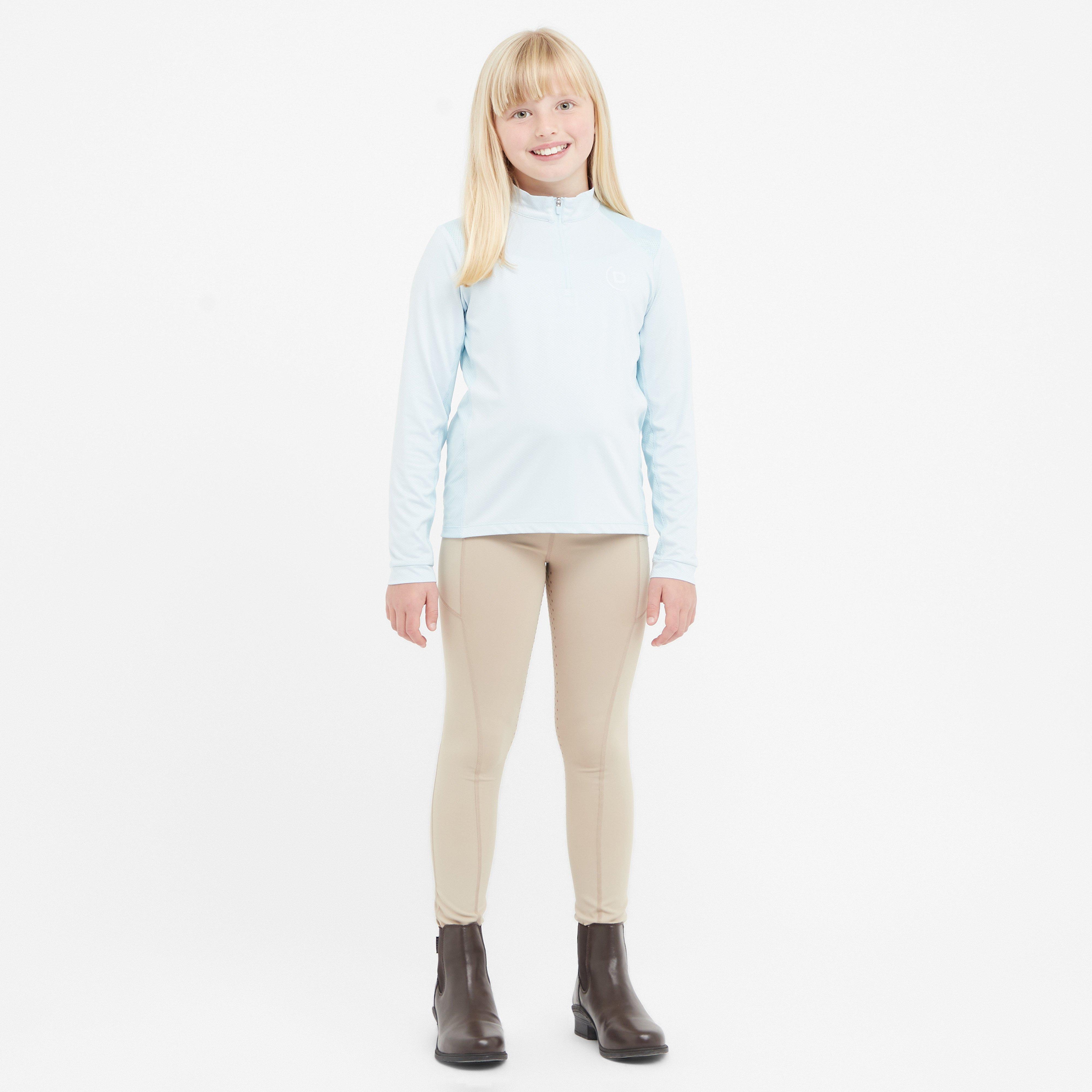 Kids Breathable Long Sleeved Riding Top Sky Blue