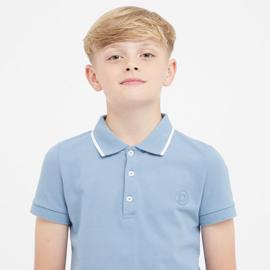 Kids Cotton Pique Short Sleeved Polo Blue Frog