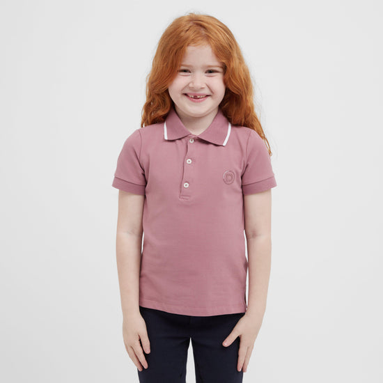 Kids Cotton Pique Short Sleeved Polo Dusty Rose