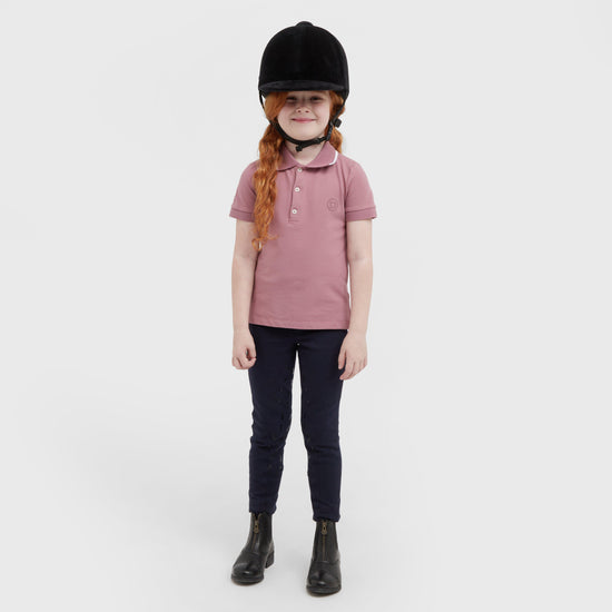Kids Cotton Pique Short Sleeved Polo Dusty Rose