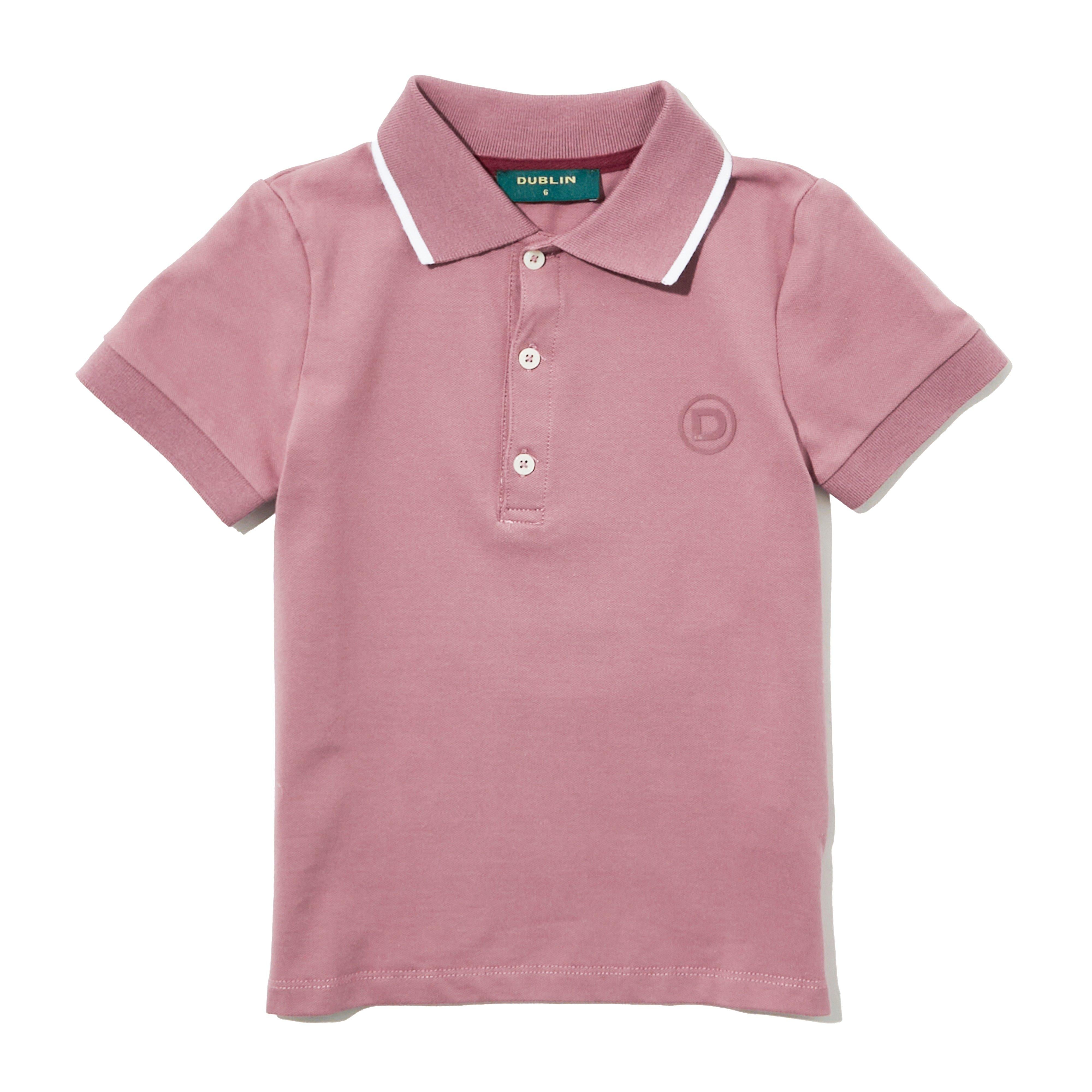 Kids Cotton Pique Short Sleeved Polo Dusty Rose