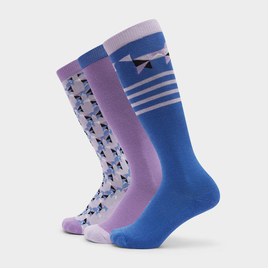 Kids 3 Pack Socks Purple Geo Ponies