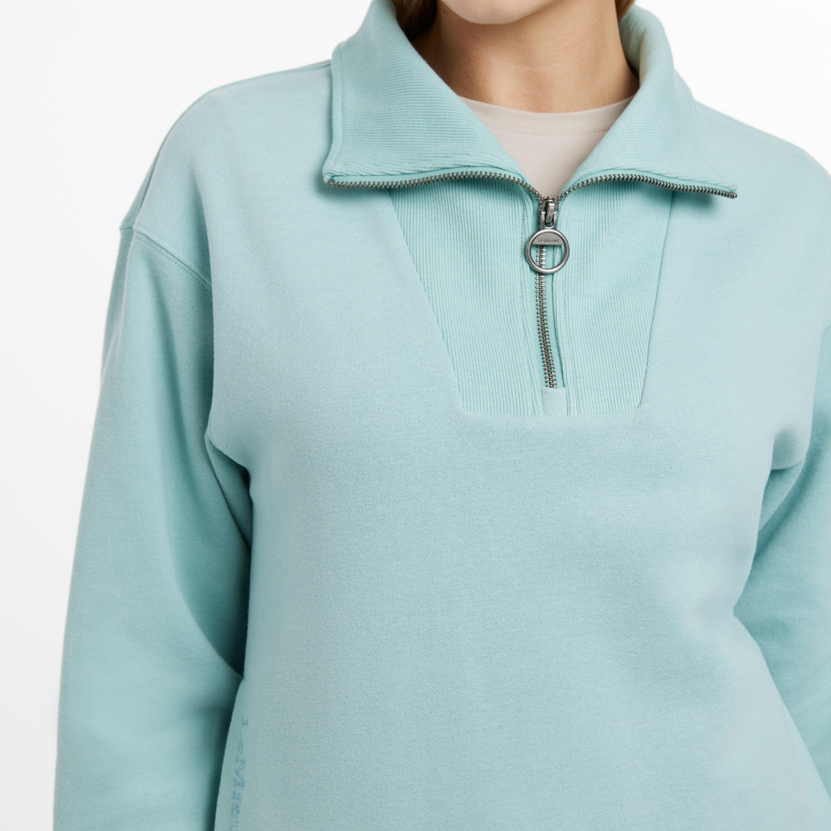 Womens Keira Quarter Neck Sweater Aqua