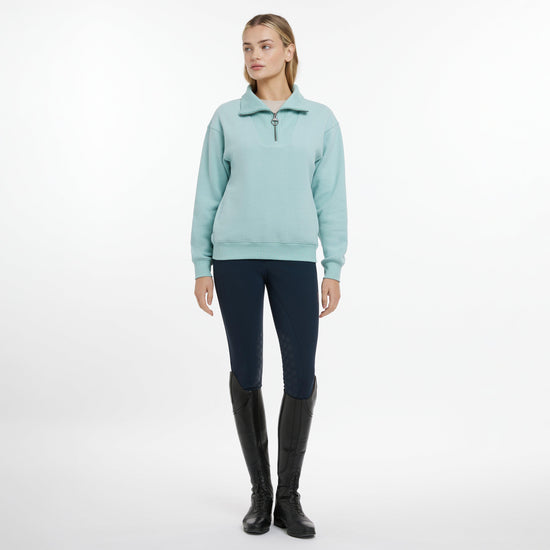 Womens Keira Quarter Neck Sweater Aqua