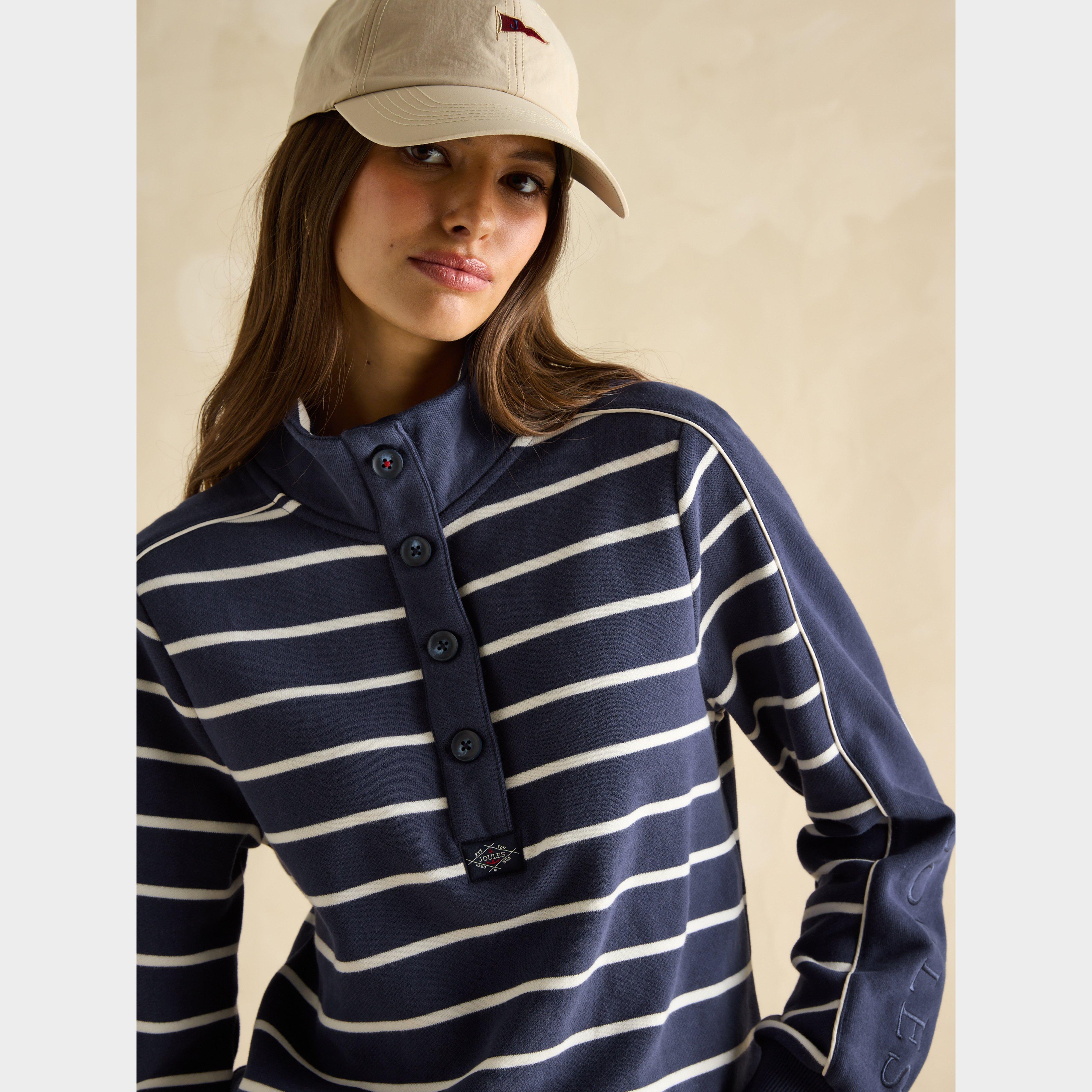 Womens Southwold Funnel Neck Sweatshirt Navy Stripe