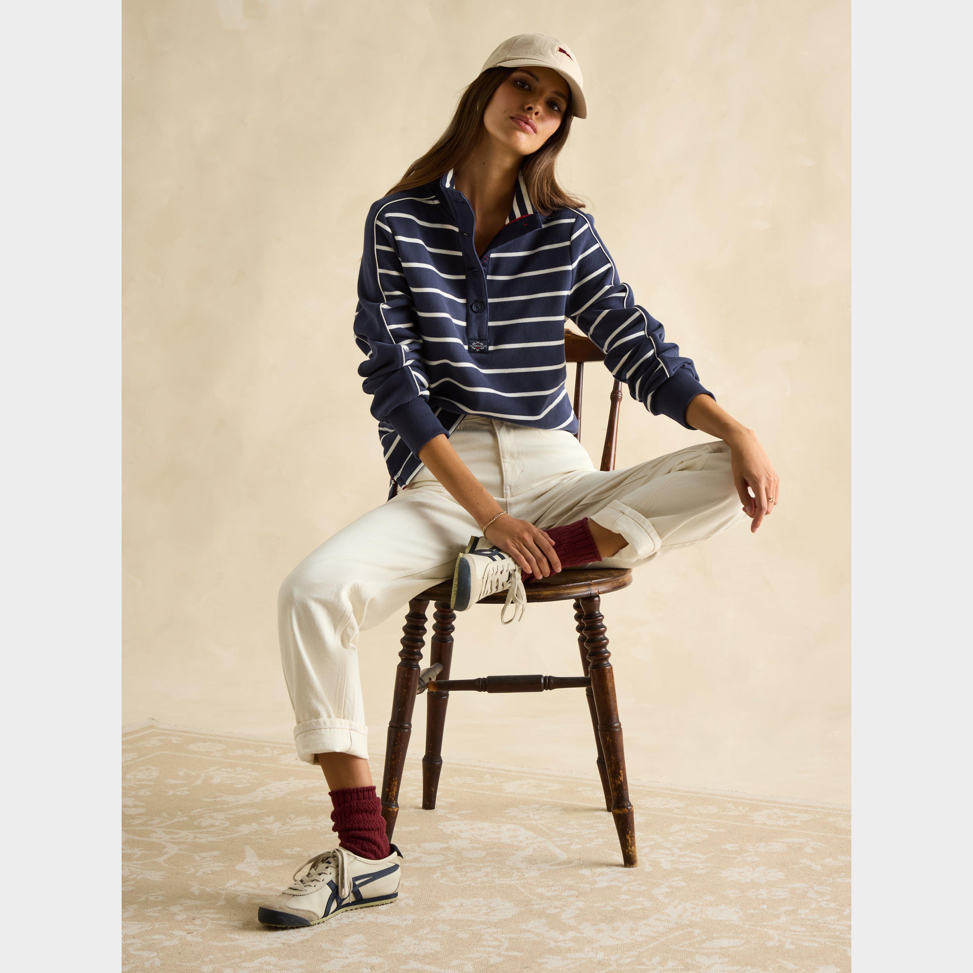 Womens Southwold Funnel Neck Sweatshirt Navy Stripe