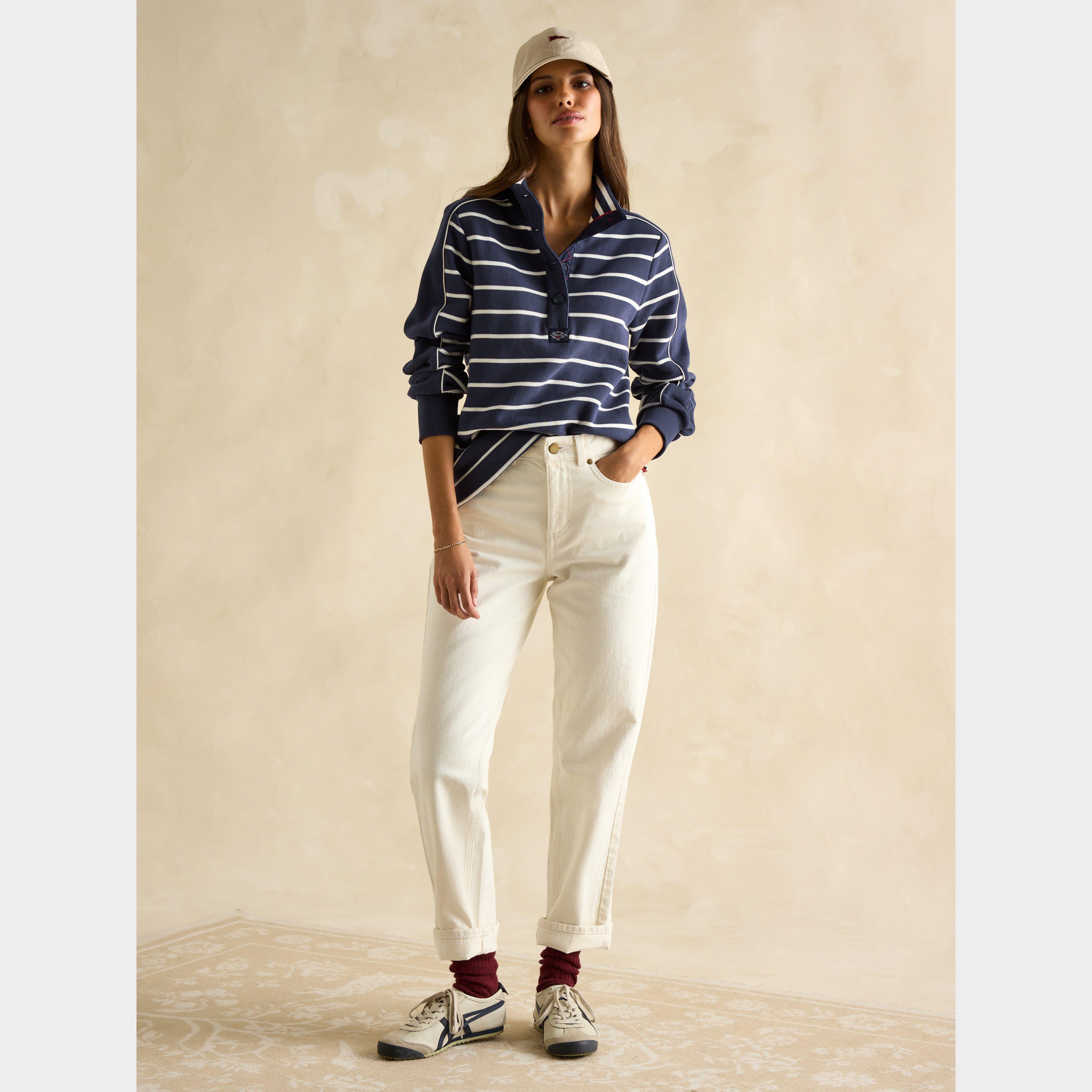 Womens Southwold Funnel Neck Sweatshirt Navy Stripe