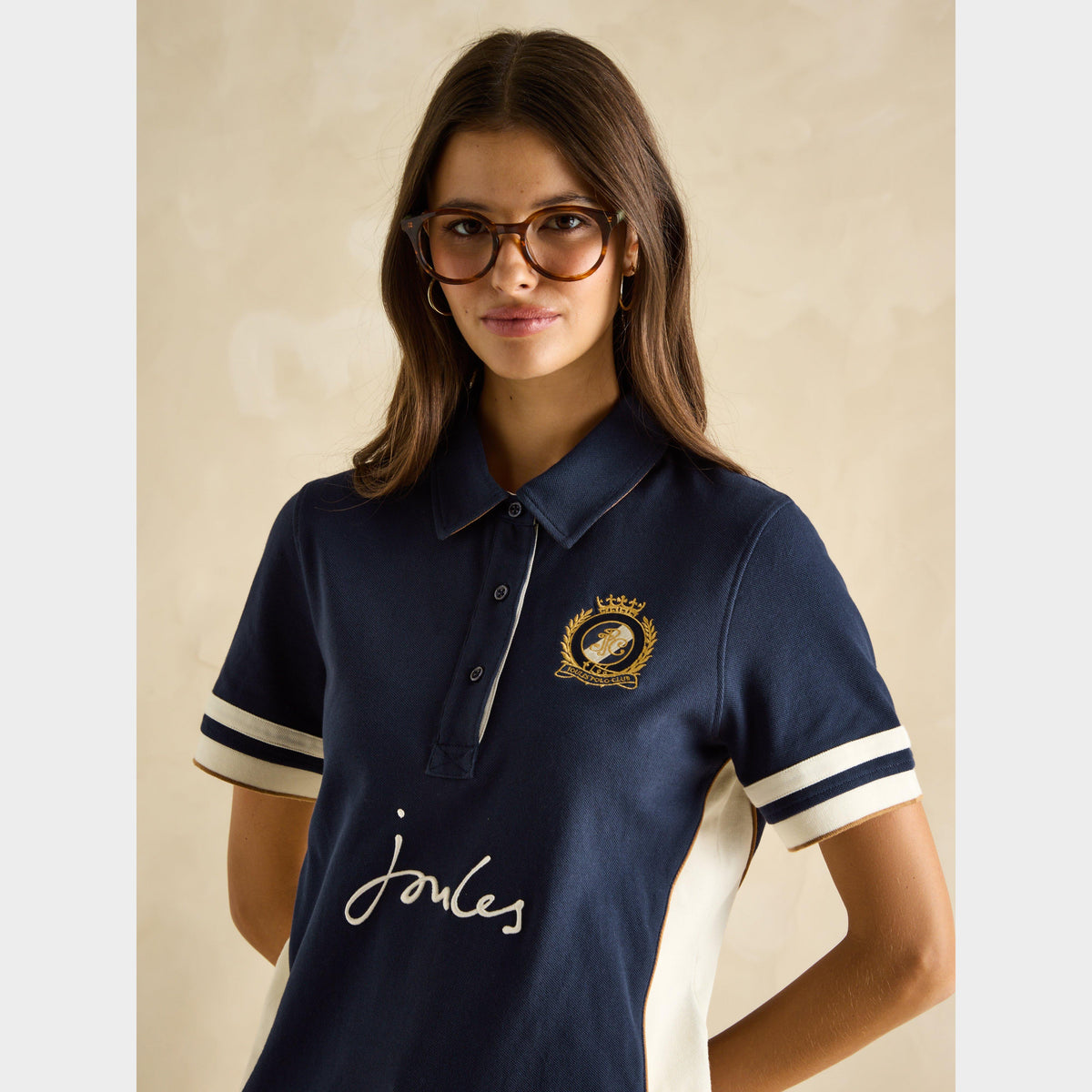 Womens Beaufort Short Sleeve Cotton Polo Shirt Navy