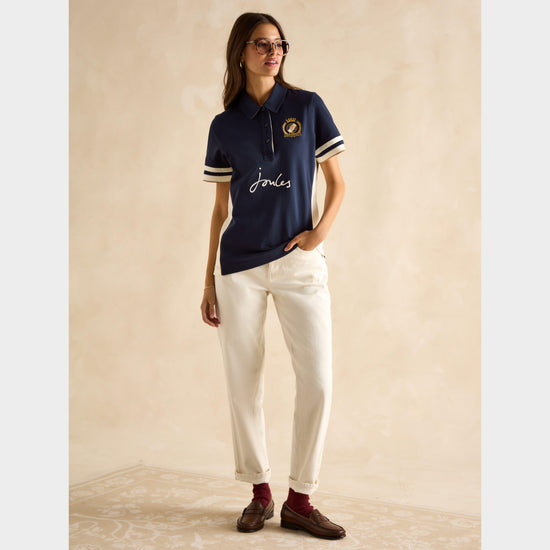 Womens Beaufort Short Sleeve Cotton Polo Shirt Navy