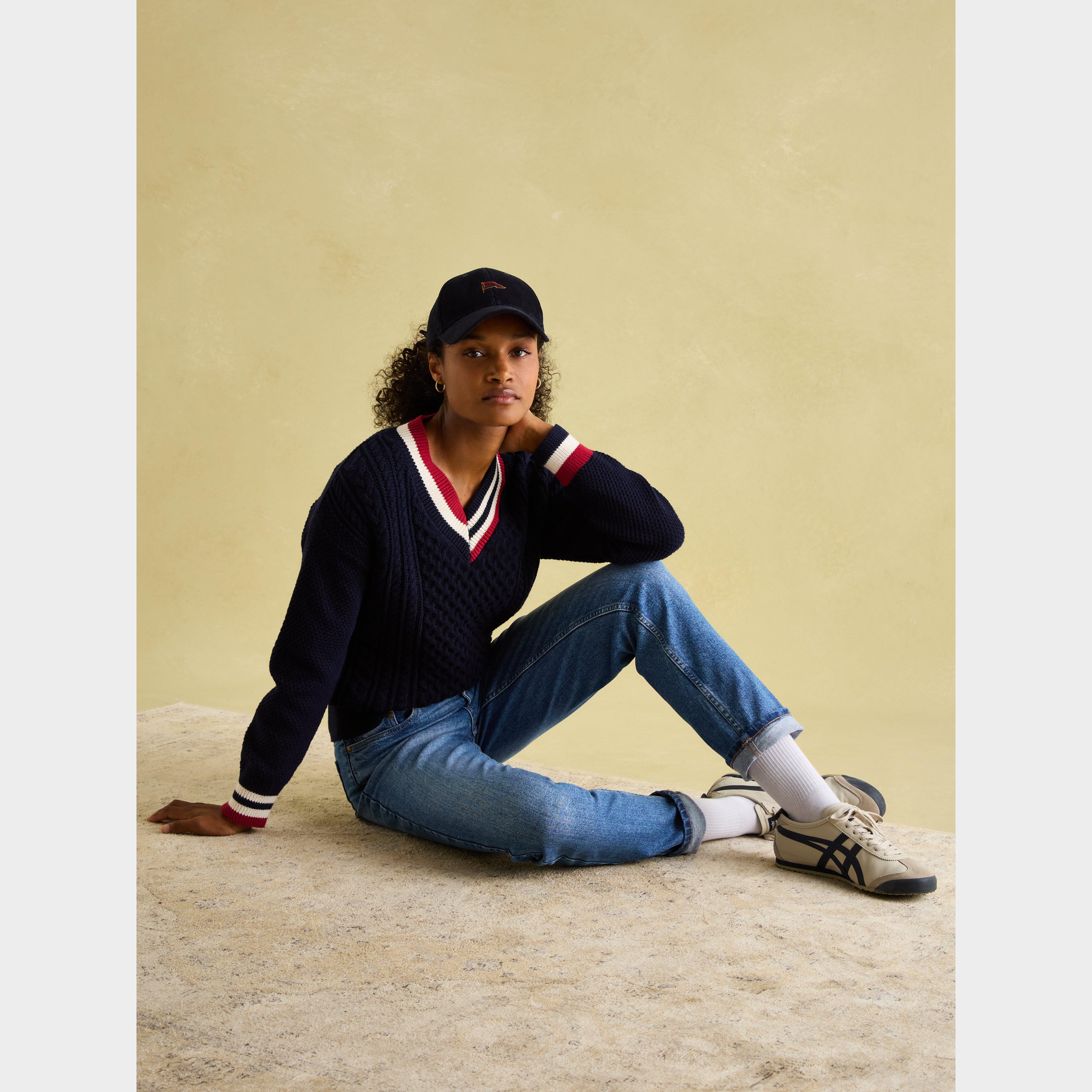 Womens Slim Straight Jeans Mid Blue Denim