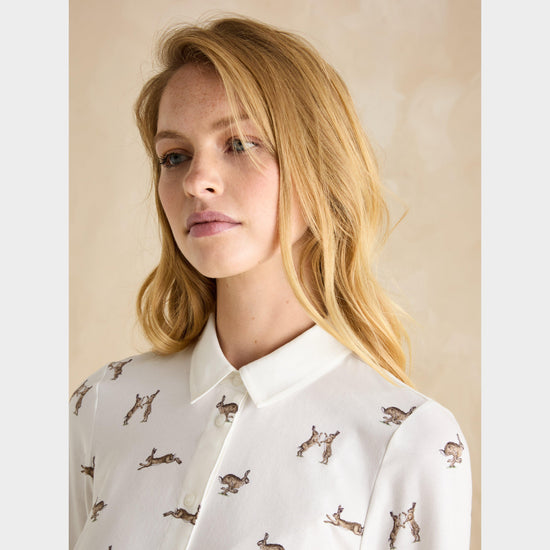 Womens Joules X Eleanor Tomlinson Jersey Shirt Cream Hares