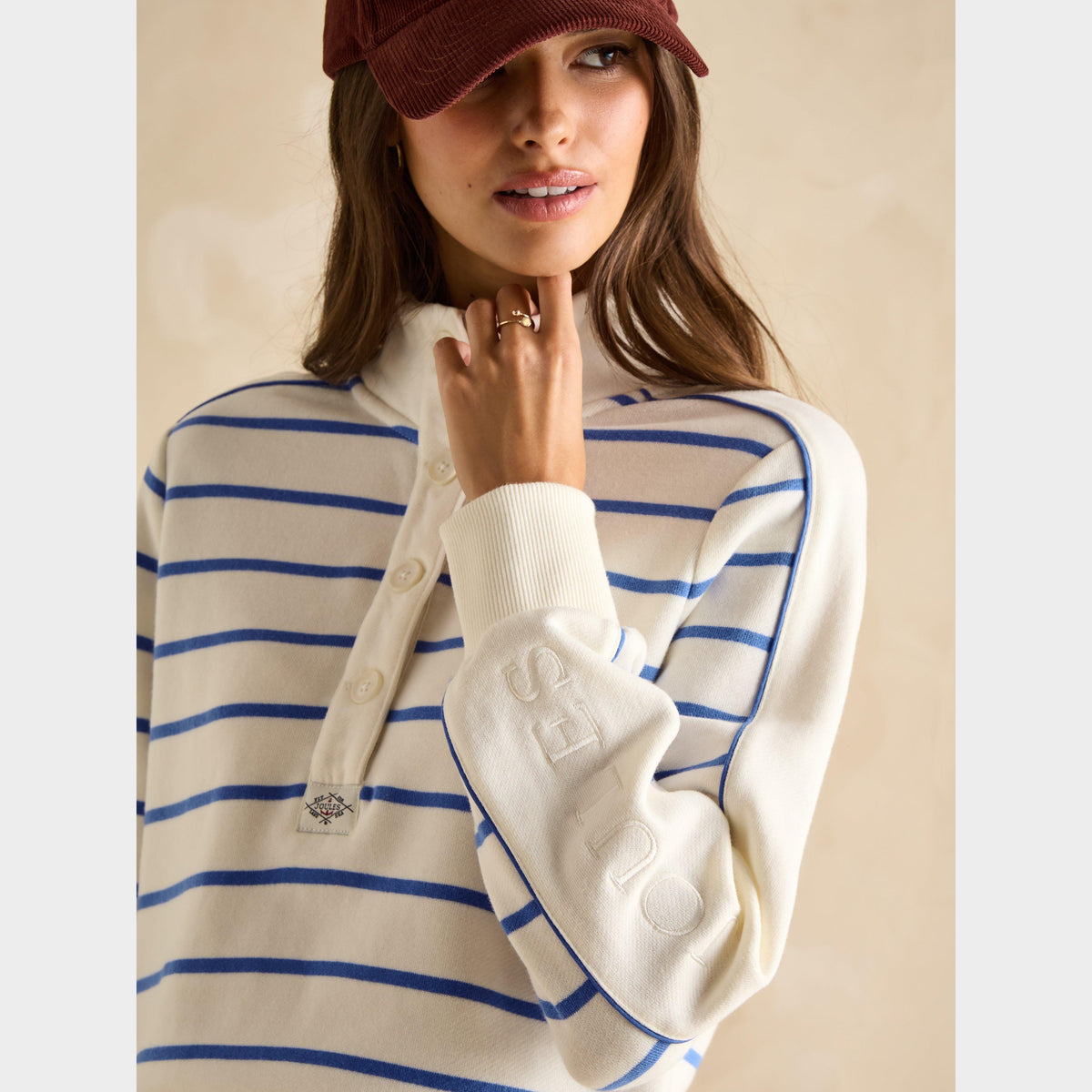 Womens Southwold Funnel Neck Sweatshirt Creme Blue