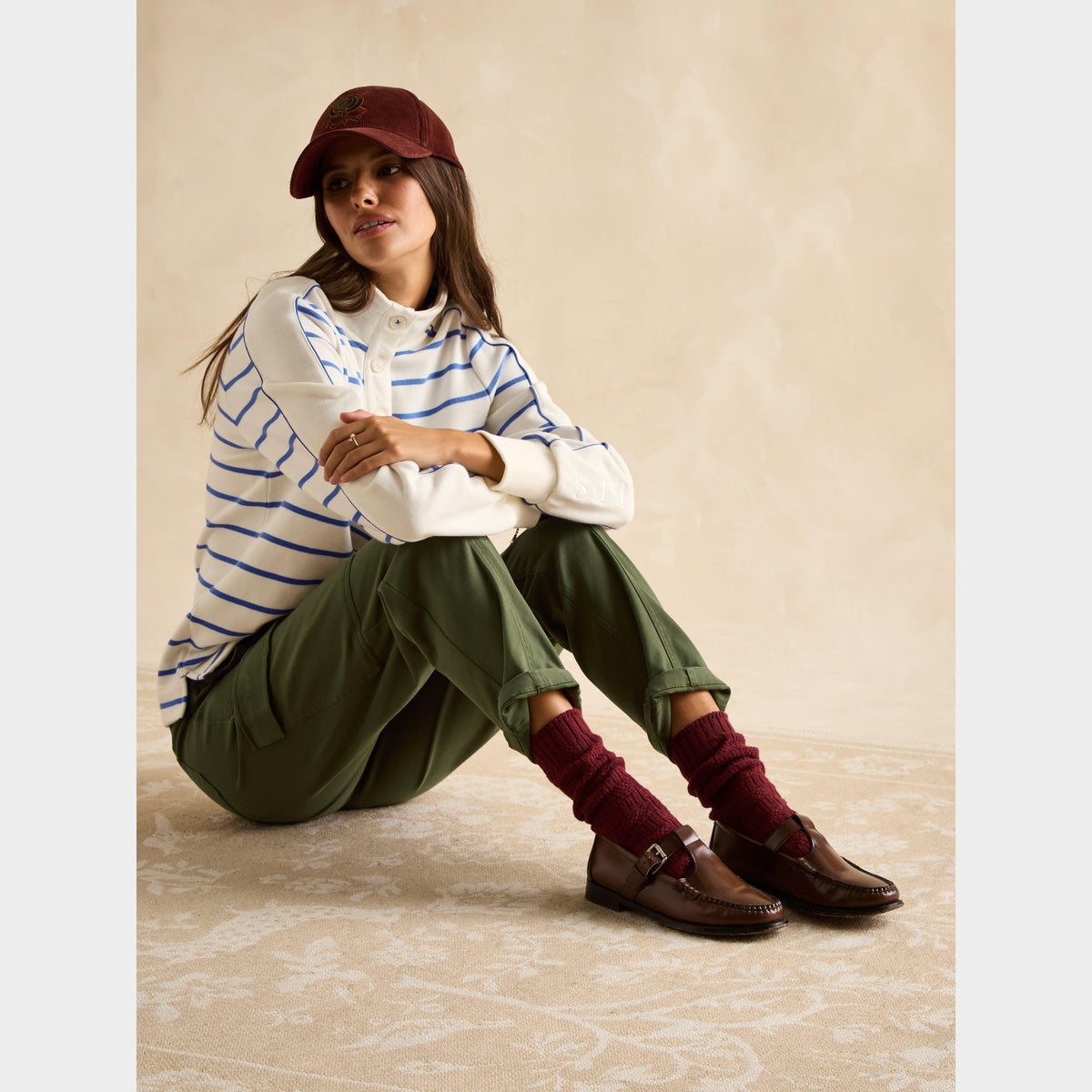 Womens Southwold Funnel Neck Sweatshirt Creme Blue