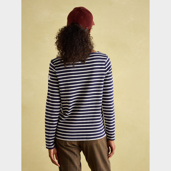 Womens Harbour Boat Neck Breton Top Navy Cream Stripe