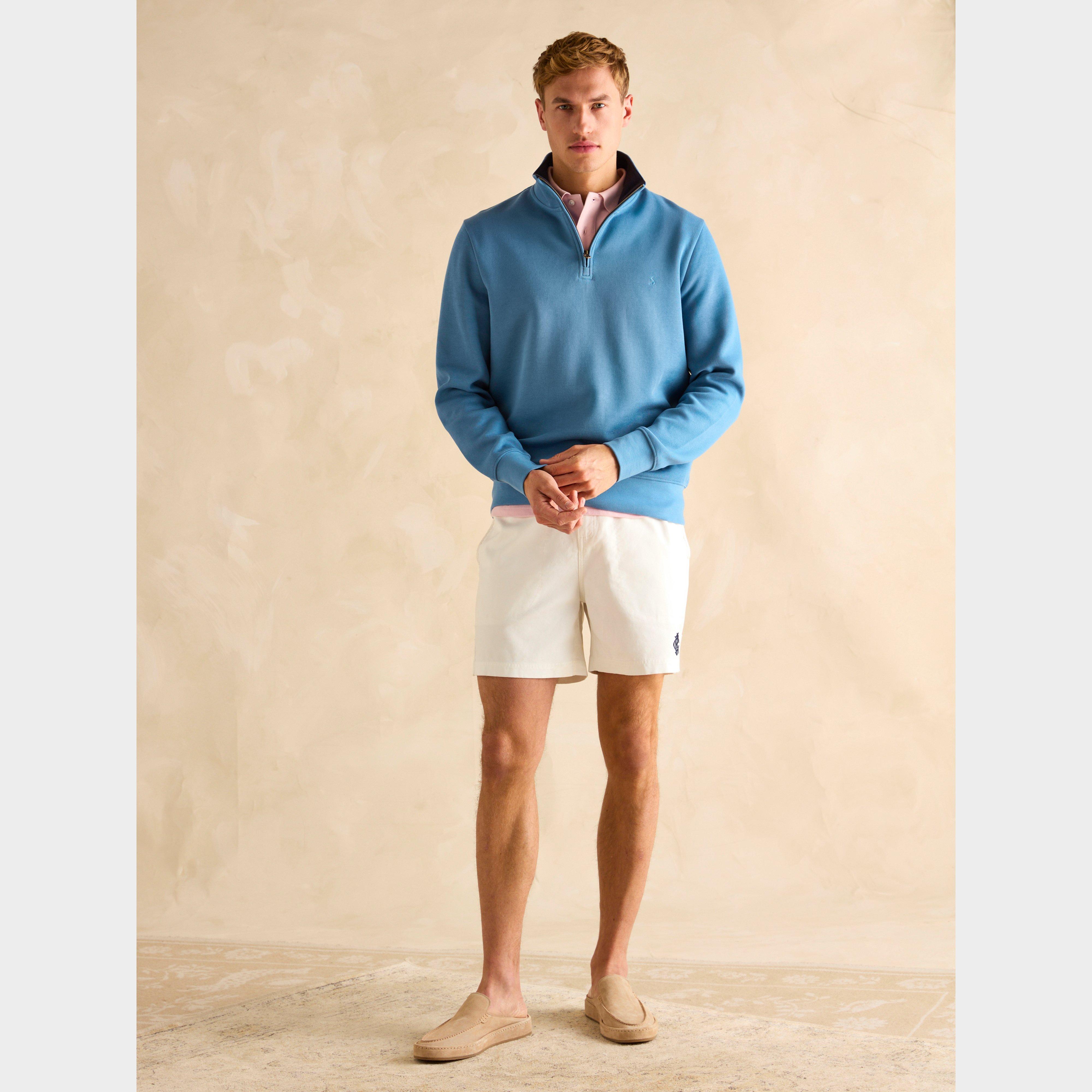 Mens Alistair Quarter Zip Cotton Sweatshirt Light Blue