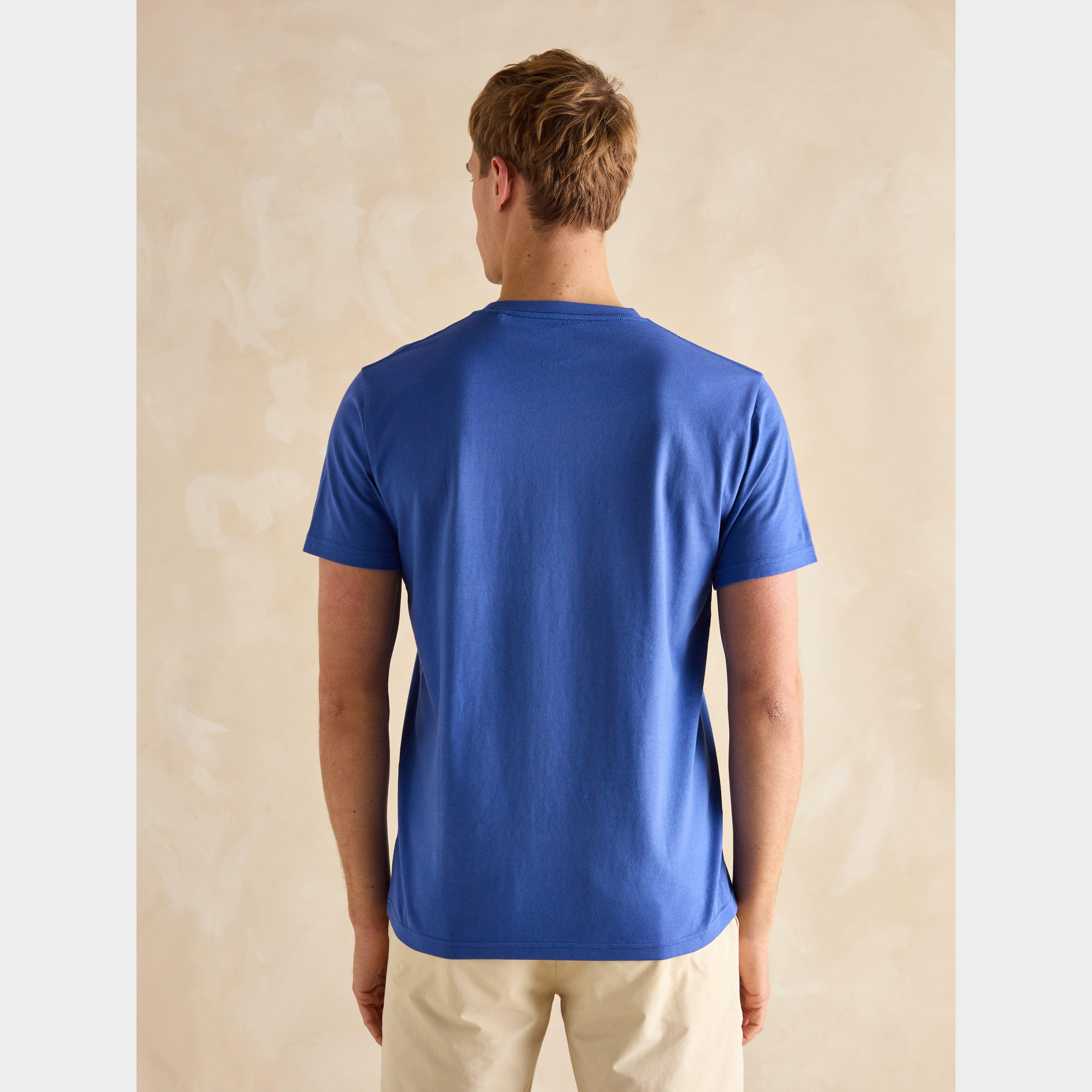 Mens Denton Grey Plain Jersey Crew Neck T-Shirt Deep Blue